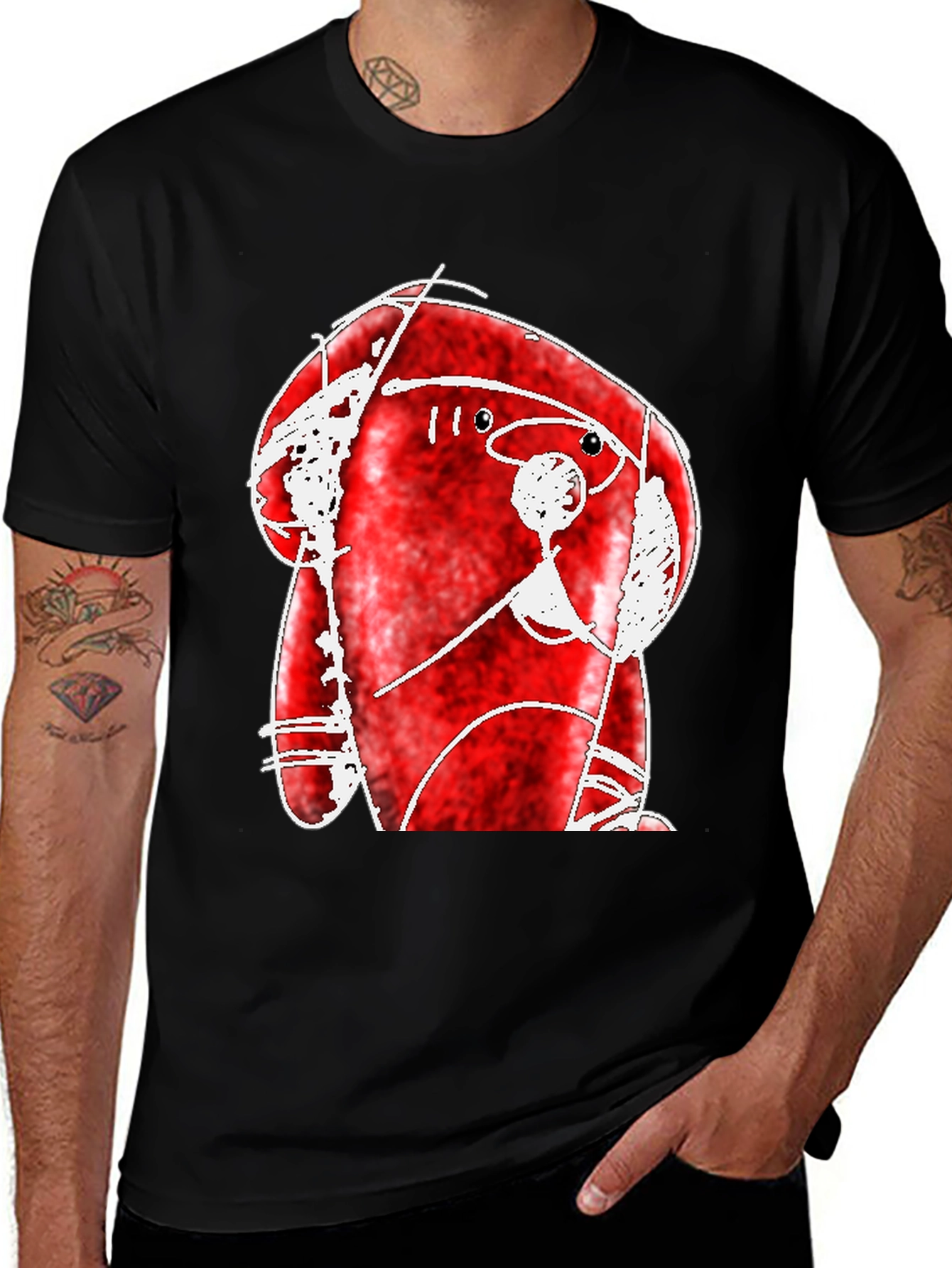 Variant 10 of Abstract Red Creature Black T-Shirt