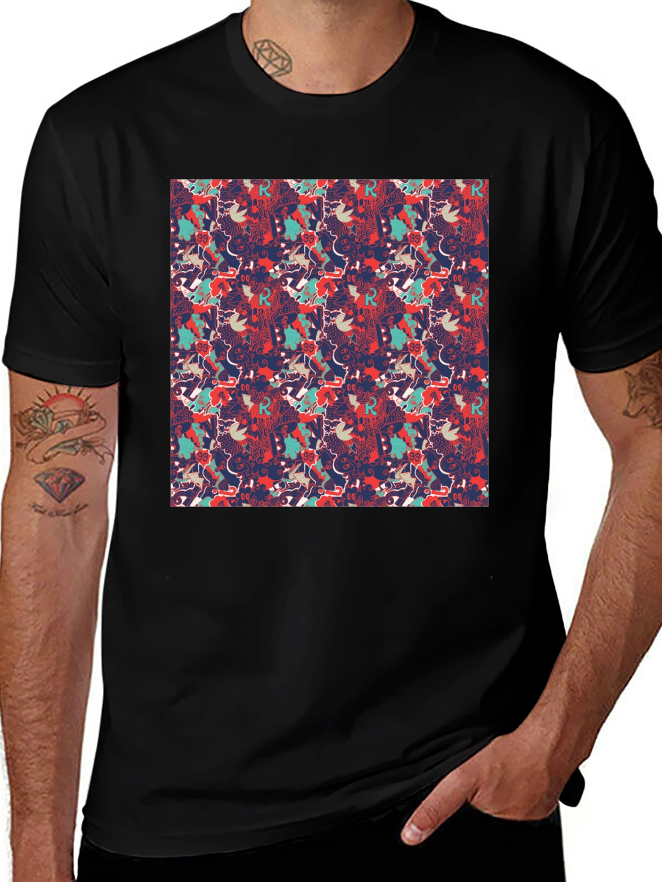 Variant 30 of Patterned Graphic Tee - Abstract Design