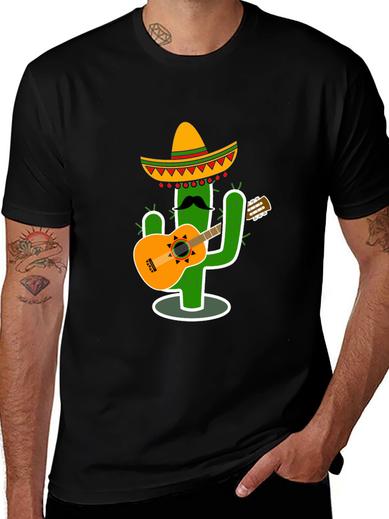 Variant 7 of Cactus Guitar Player T-Shirt - Fun & Unique Design