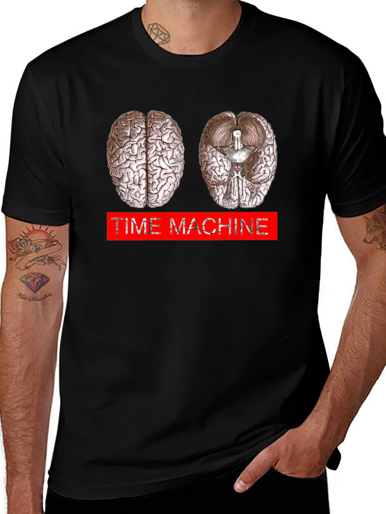 Variant 11 of Time Machine Brain Graphic T-Shirt - Neurology Inspired
