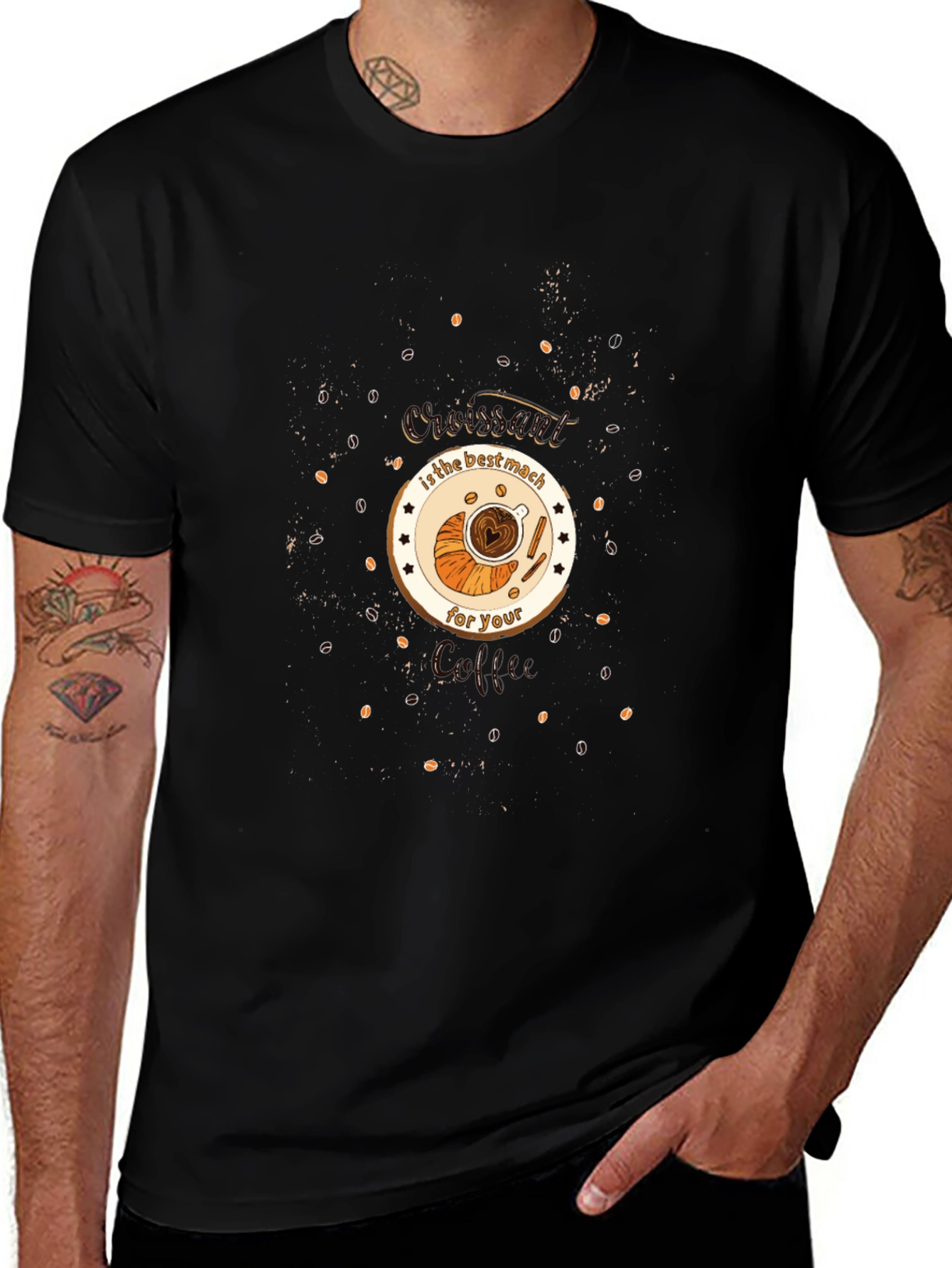 Variant 14 of Croissant & Coffee Lover's T-Shirt