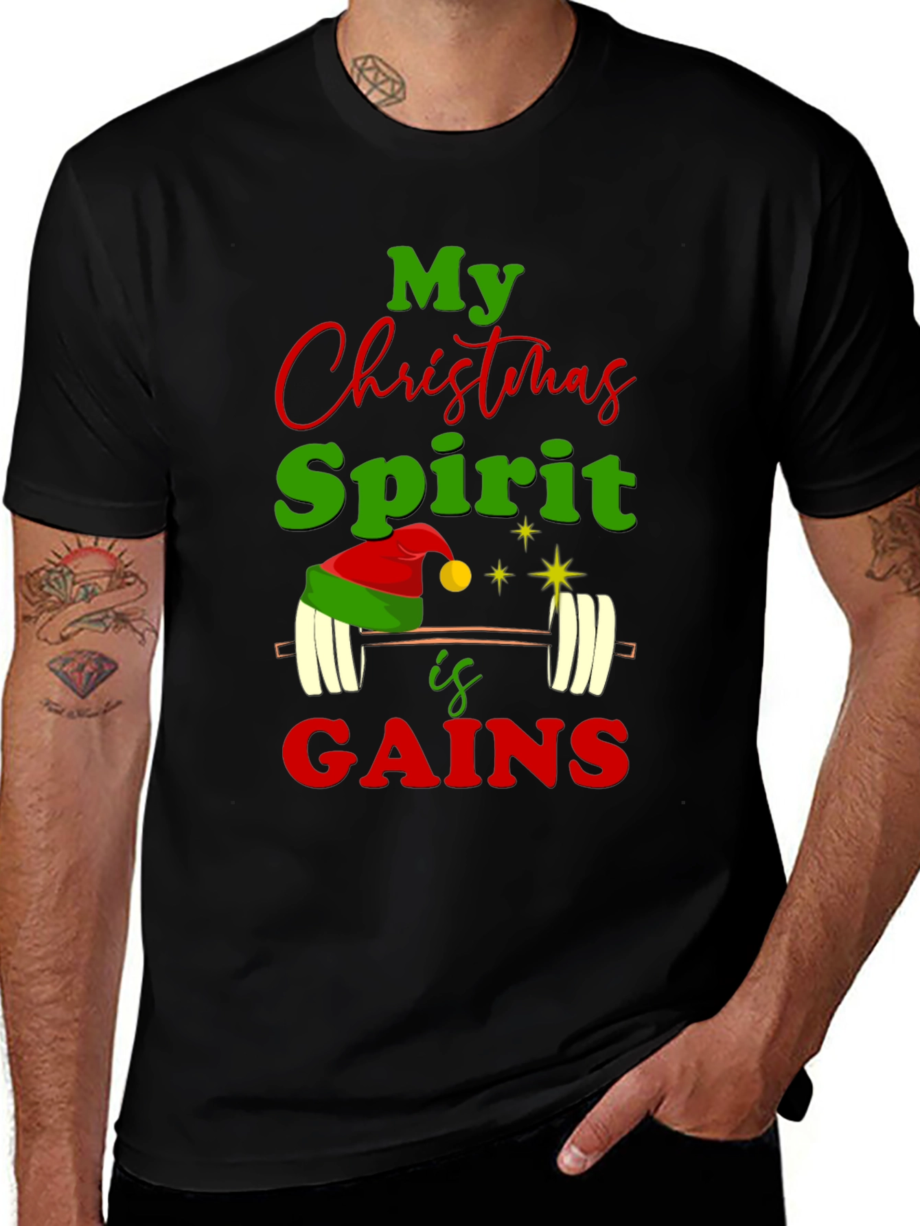 Christmas Spirit Gains Gym Workout T-Shirt