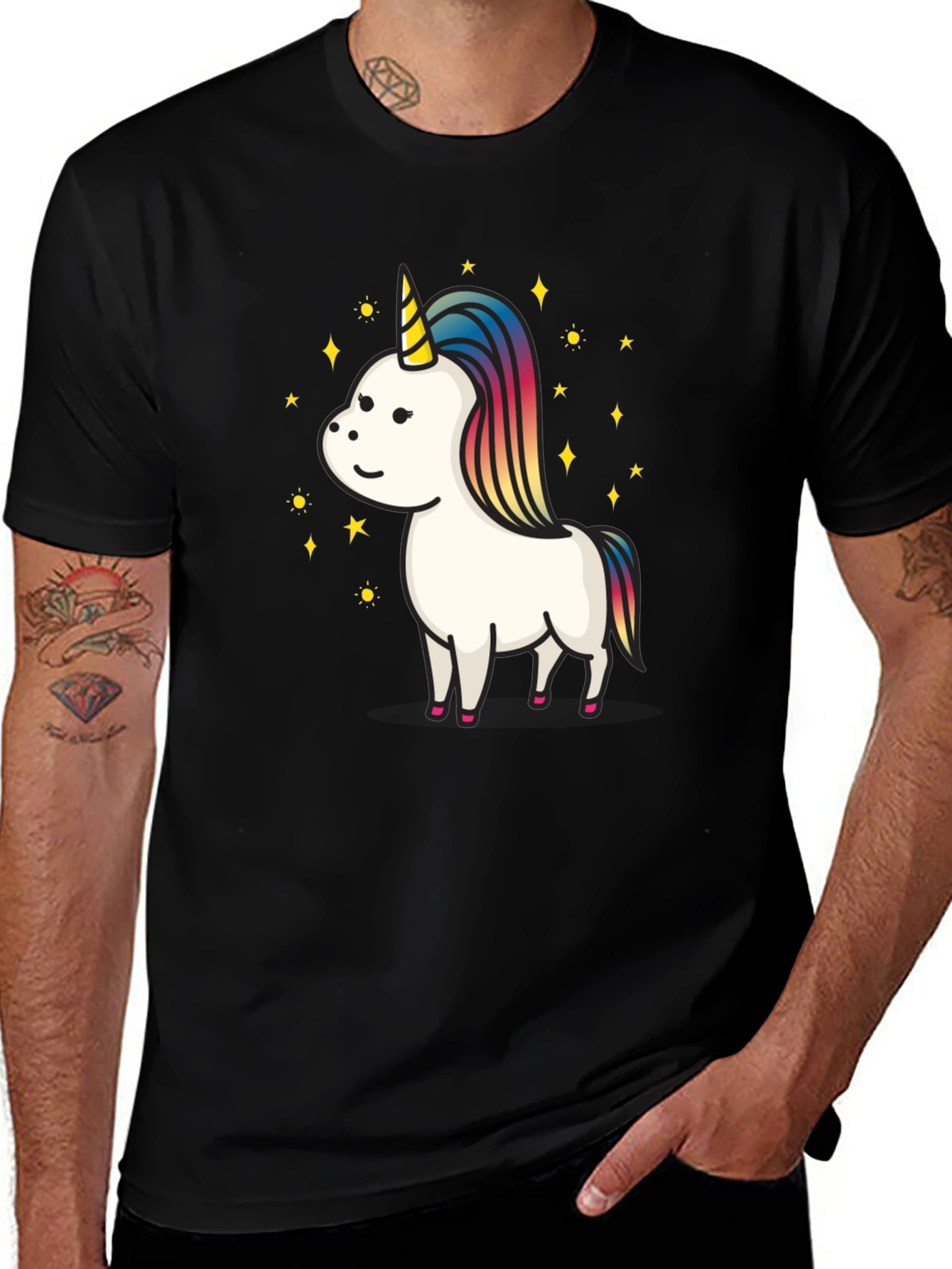 Variant 12 of Unicorn Graphic Tee - Black Cotton T-Shirt
