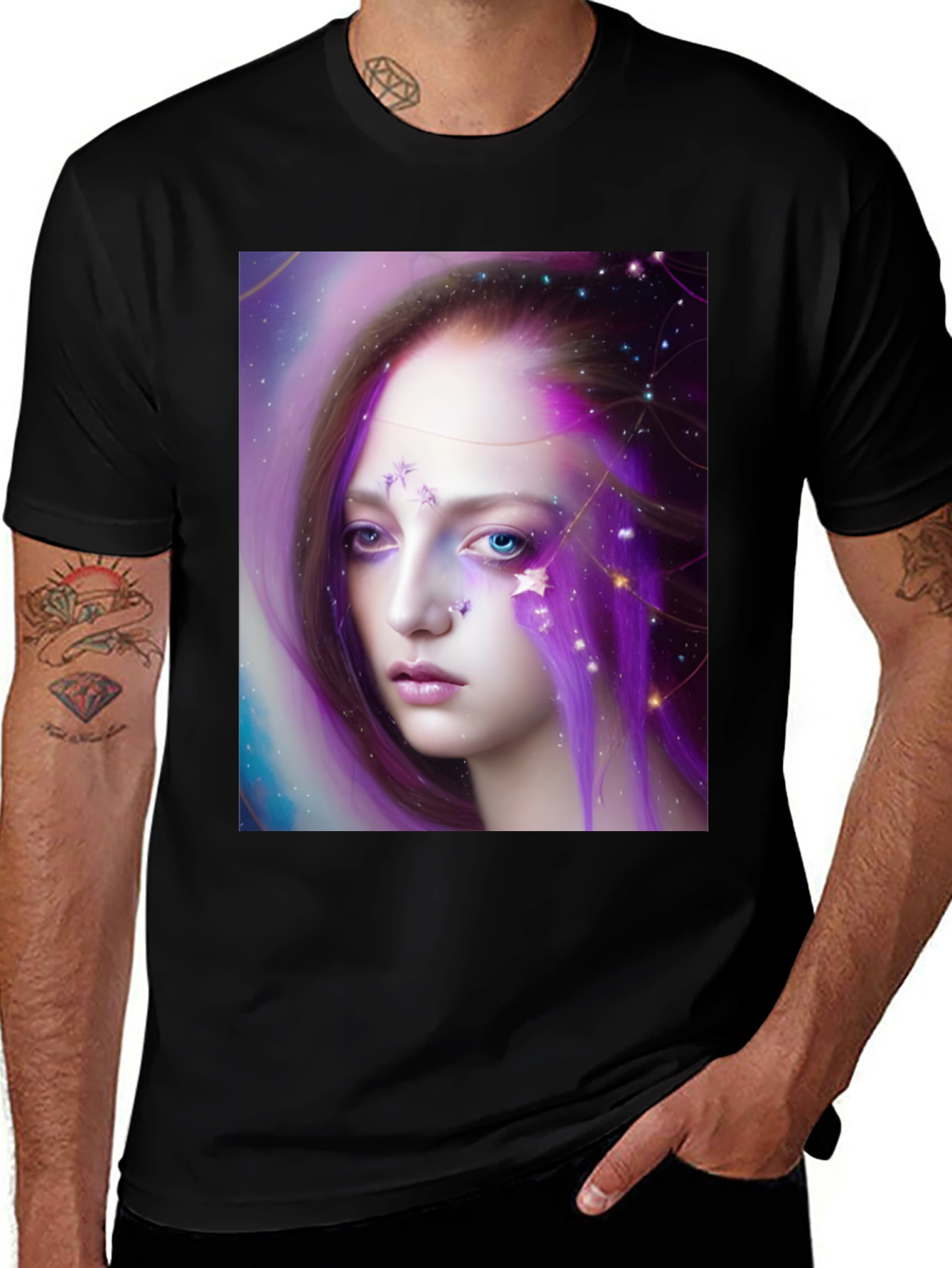 Variant 13 of Celestial Woman Graphic Tee - Unique Art Shirt