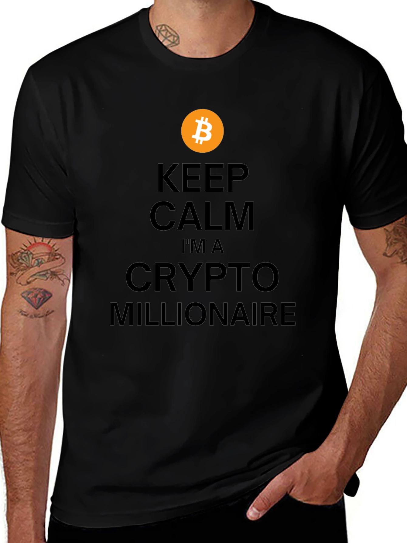 Variant 3 of Keep Calm Crypto Millionaire Black T-Shirt