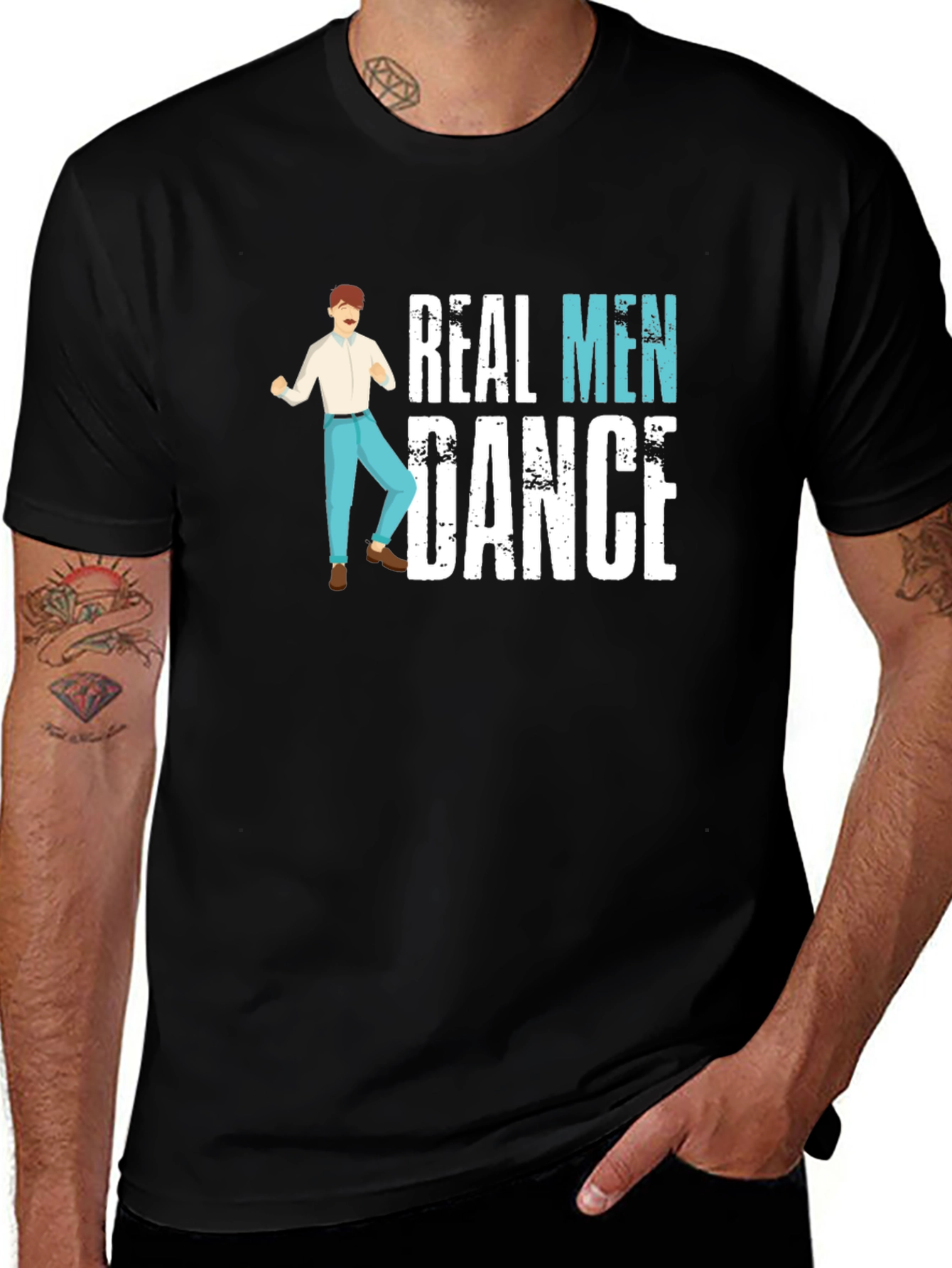 Variant 24 of Real Men Dance Graphic Tee - Trendy & Comfy!