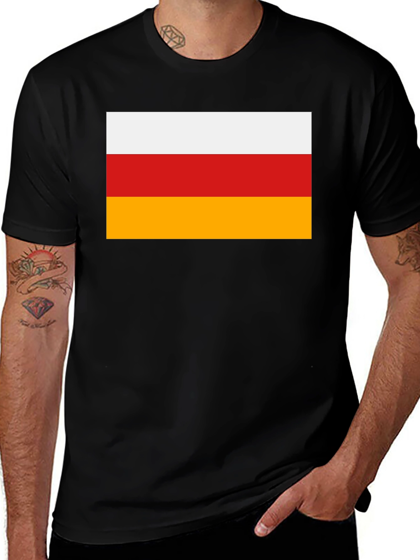 Ossetia Flag T-Shirt - Black Cotton Blend