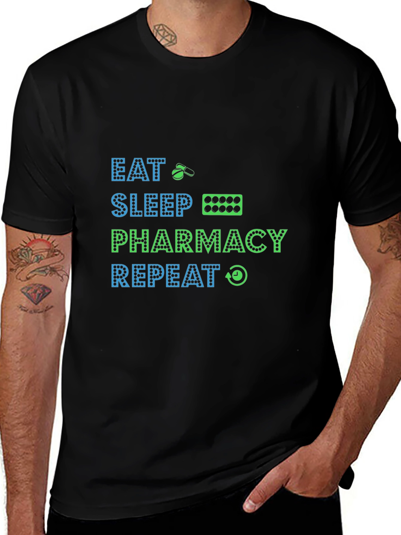 Variant 15 of Eat Sleep Pharmacy Repeat Graphic T-Shirt