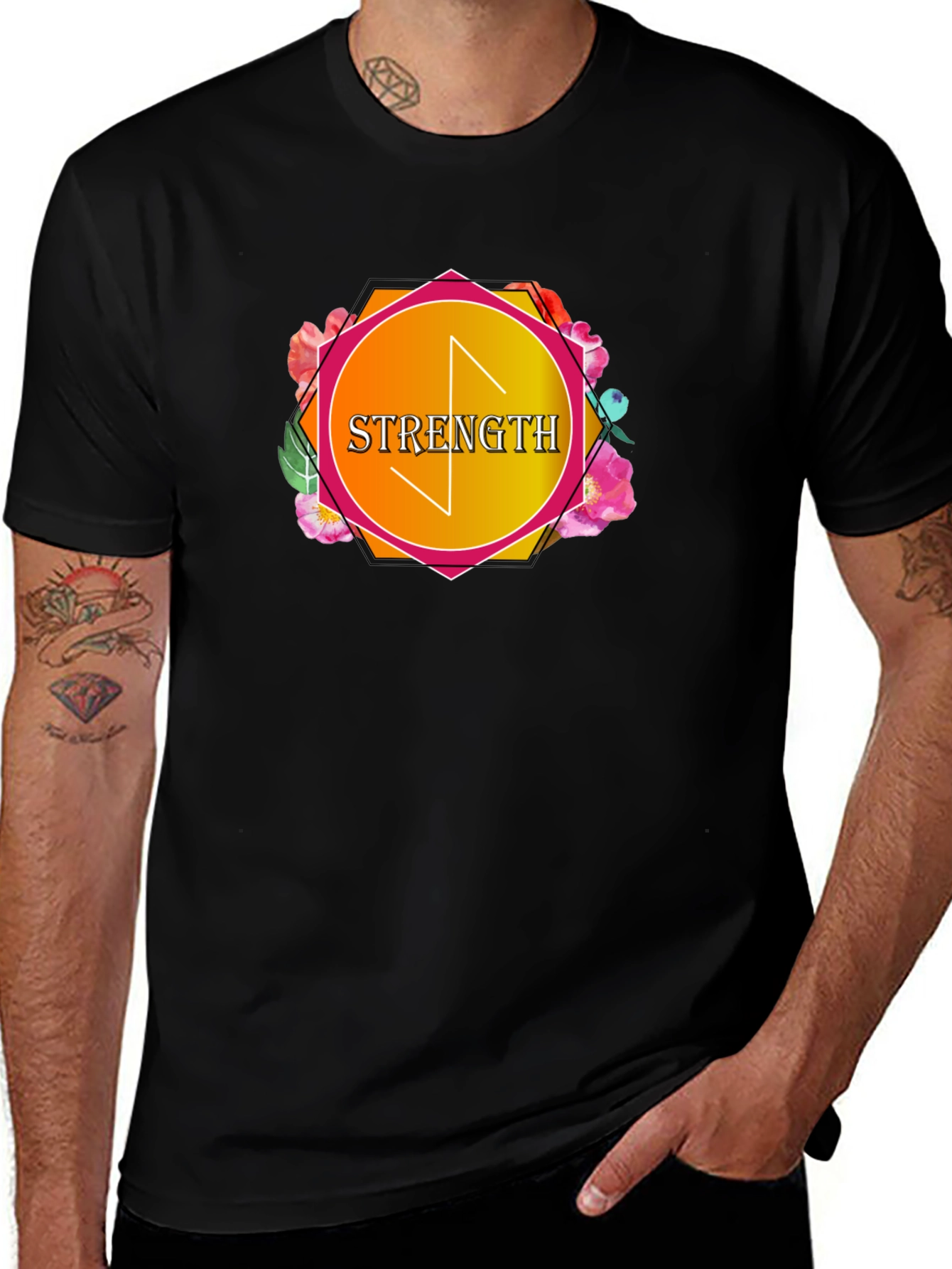 Variant 24 of Strength Rune T-Shirt - Floral Design