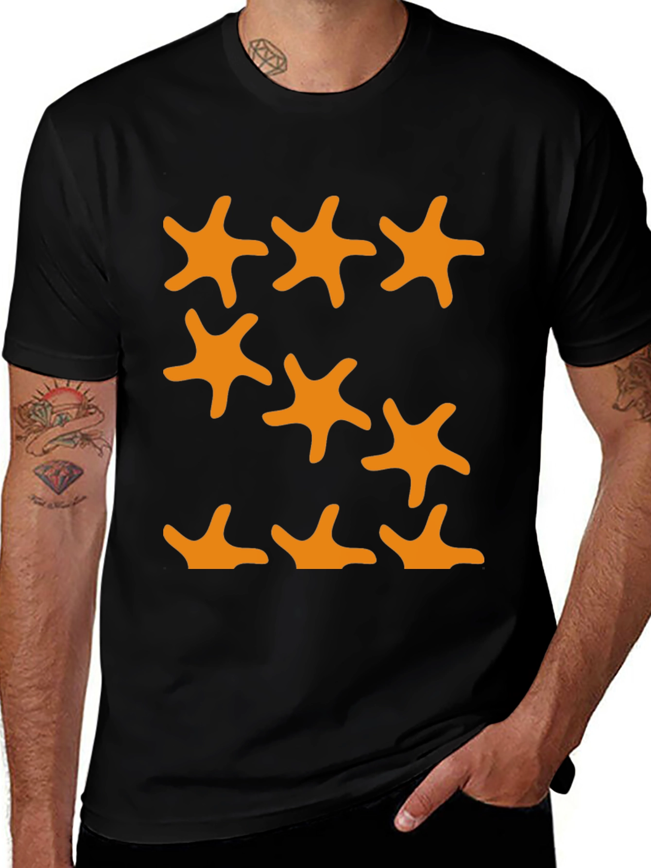 Variant 7 of Starfish Pattern Black T-Shirt