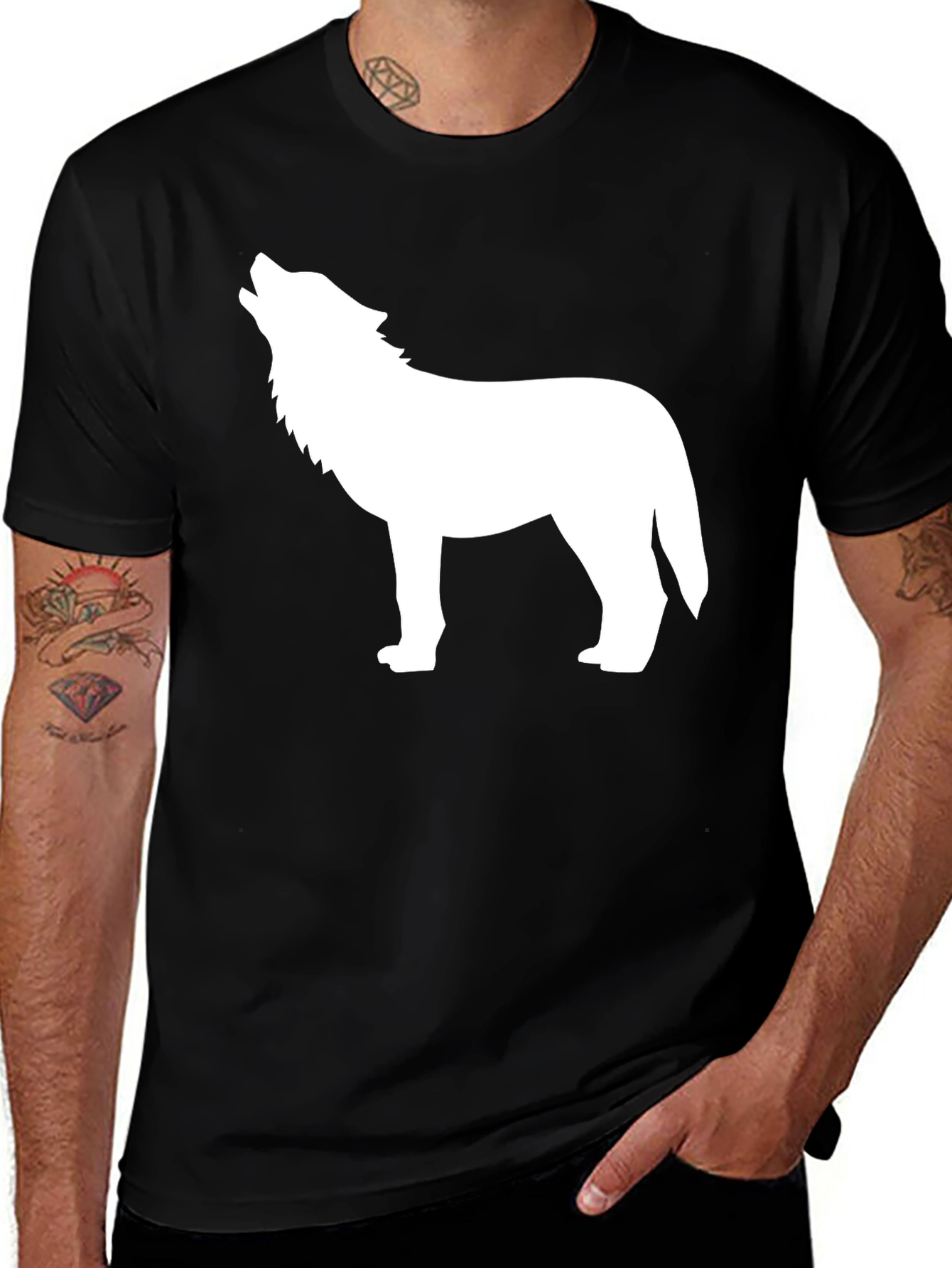 Variant 10 of Men's Black Wolf Graphic T-Shirt