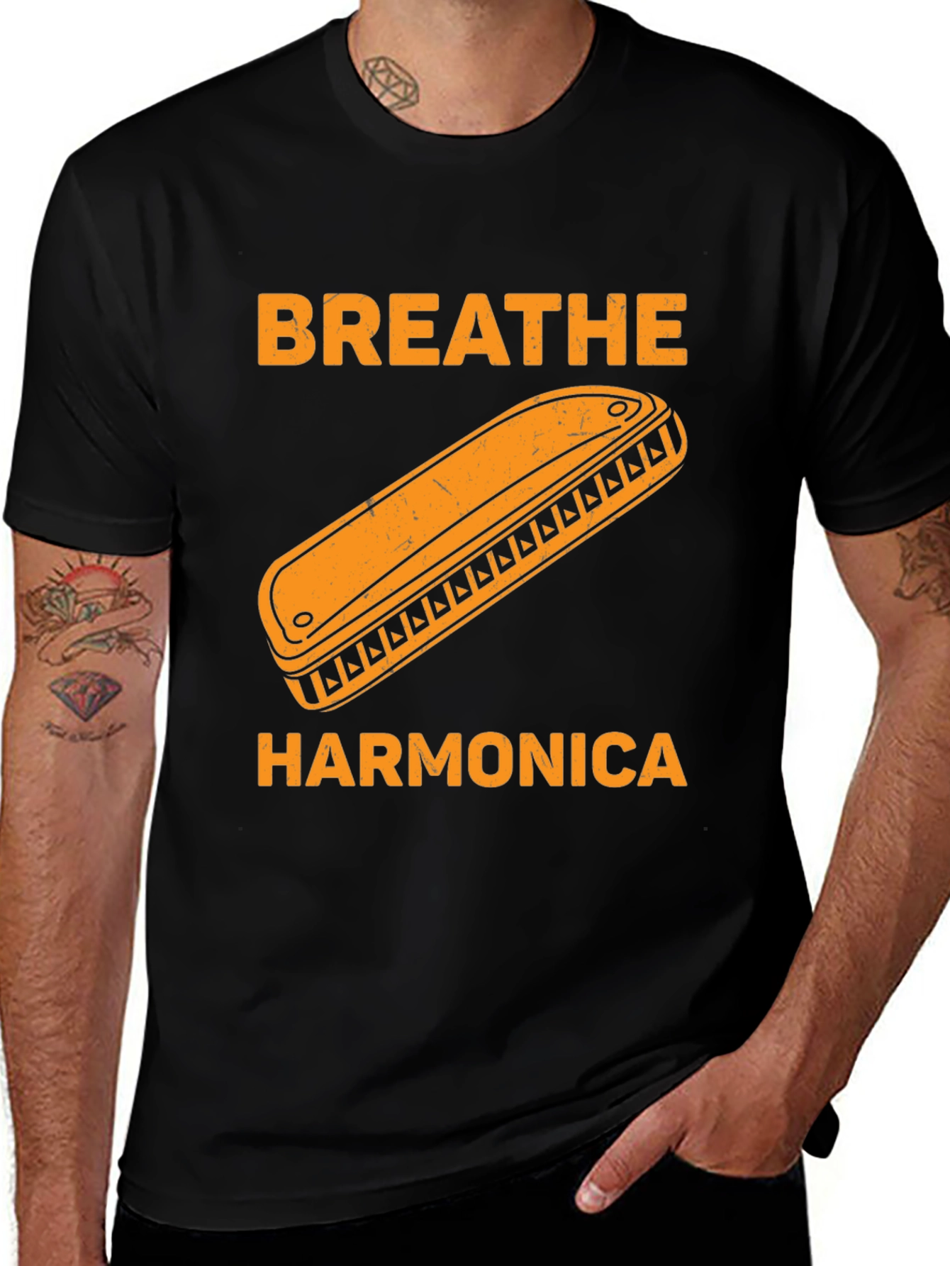 Variant 28 of Breathe Harmonica Graphic T-Shirt - Music Lover Tee