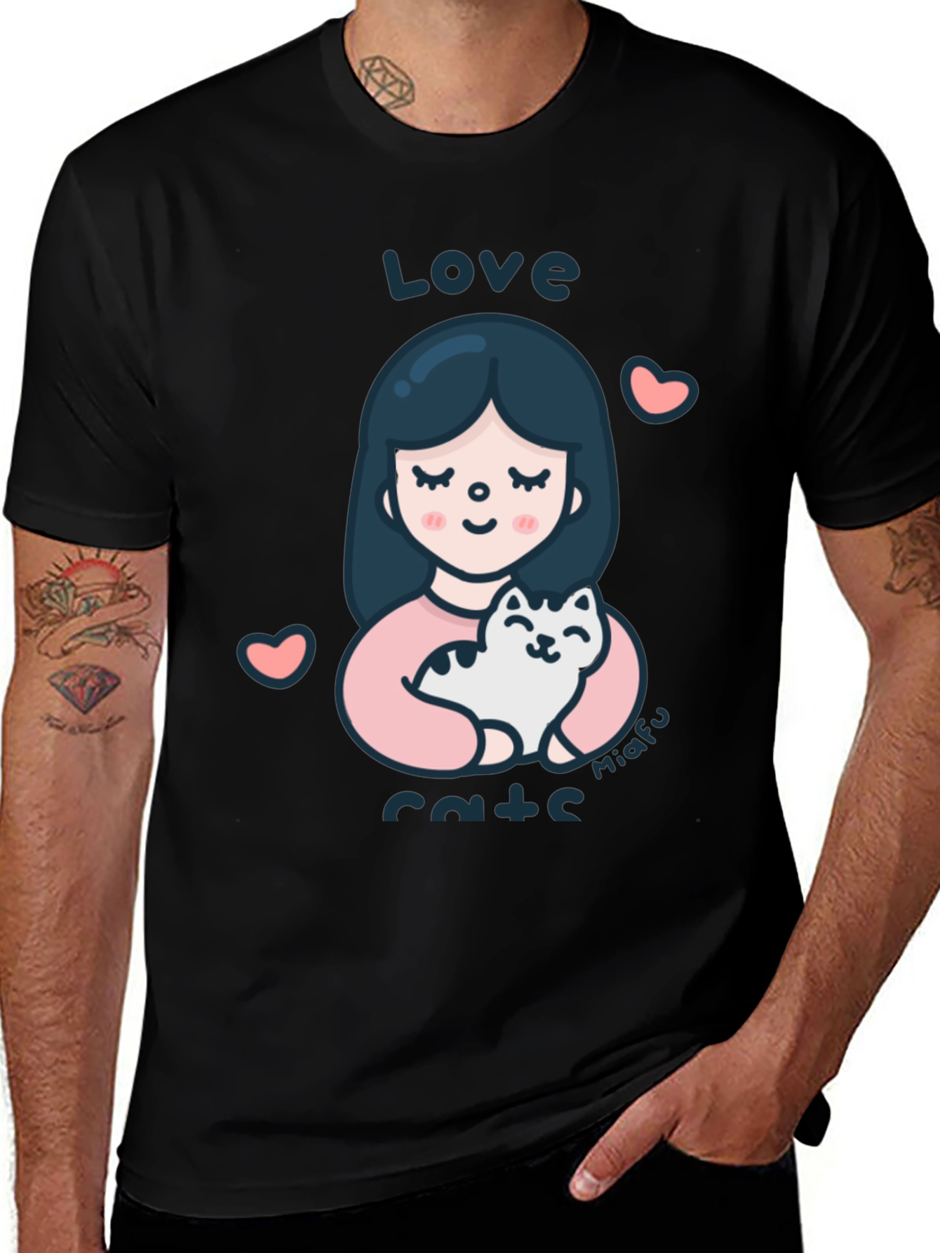 Variant 14 of Love Cats Graphic Tee - Cute Cartoon T-Shirt