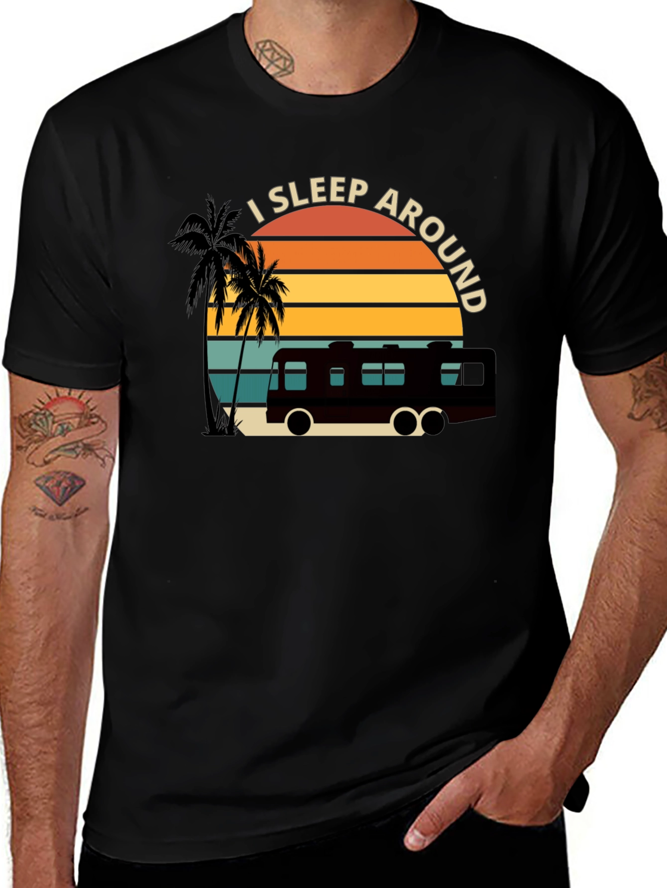 I Sleep Around RV T-Shirt - Black