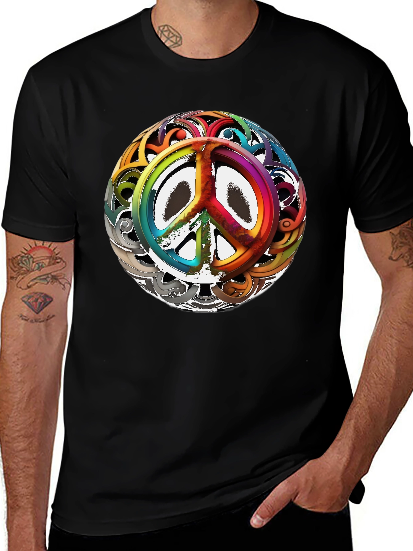 Variant 7 of Rainbow Peace Sign Graphic Tee - Unisex