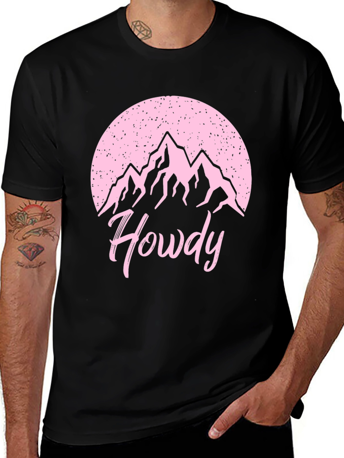 Black Howdy Mountain Graphic T-Shirt - Casual Wear main image