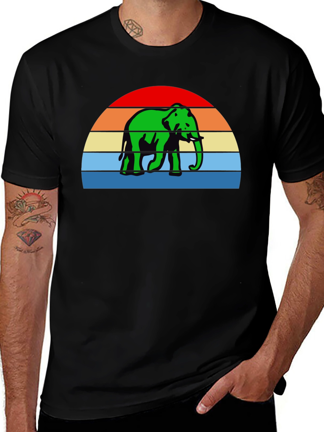 Variant 30 of Retro Elephant T-Shirt - Sunset Design