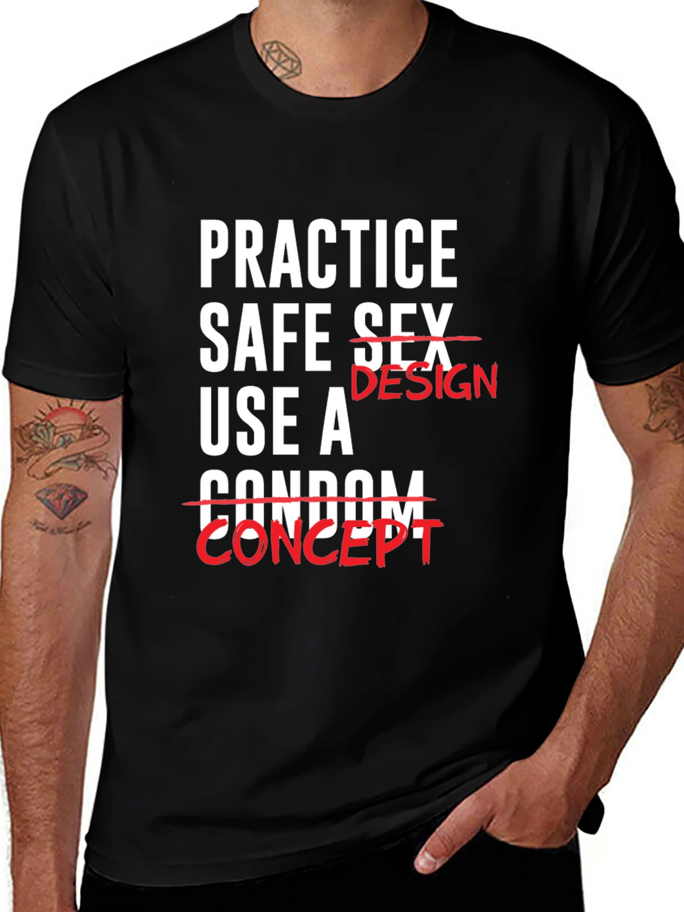 Variant 3 of Practice Safe Design Black Graphic Tee