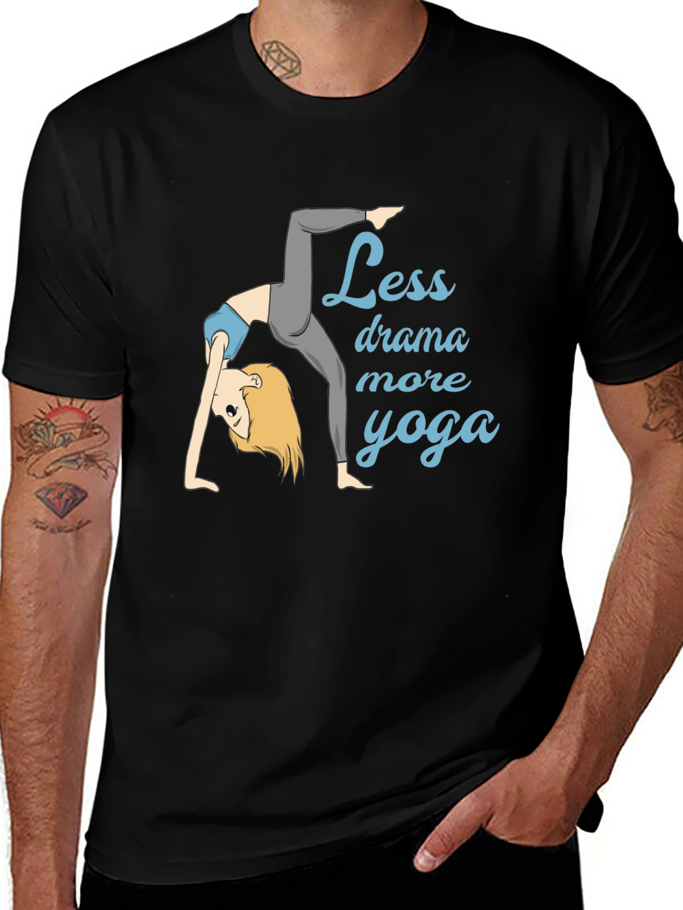 Variant 11 of Yoga T-Shirt: Less Drama, More Yoga Tee