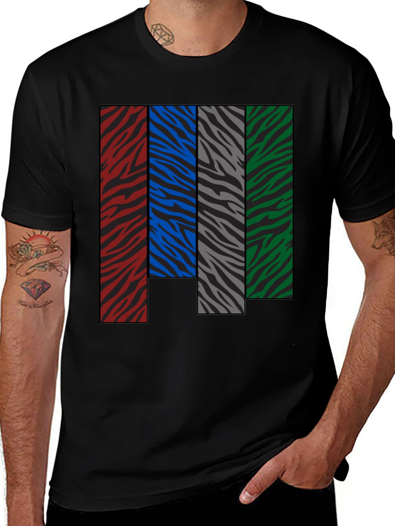 Variant 26 of Zebra Stripe Color Block Graphic Tee