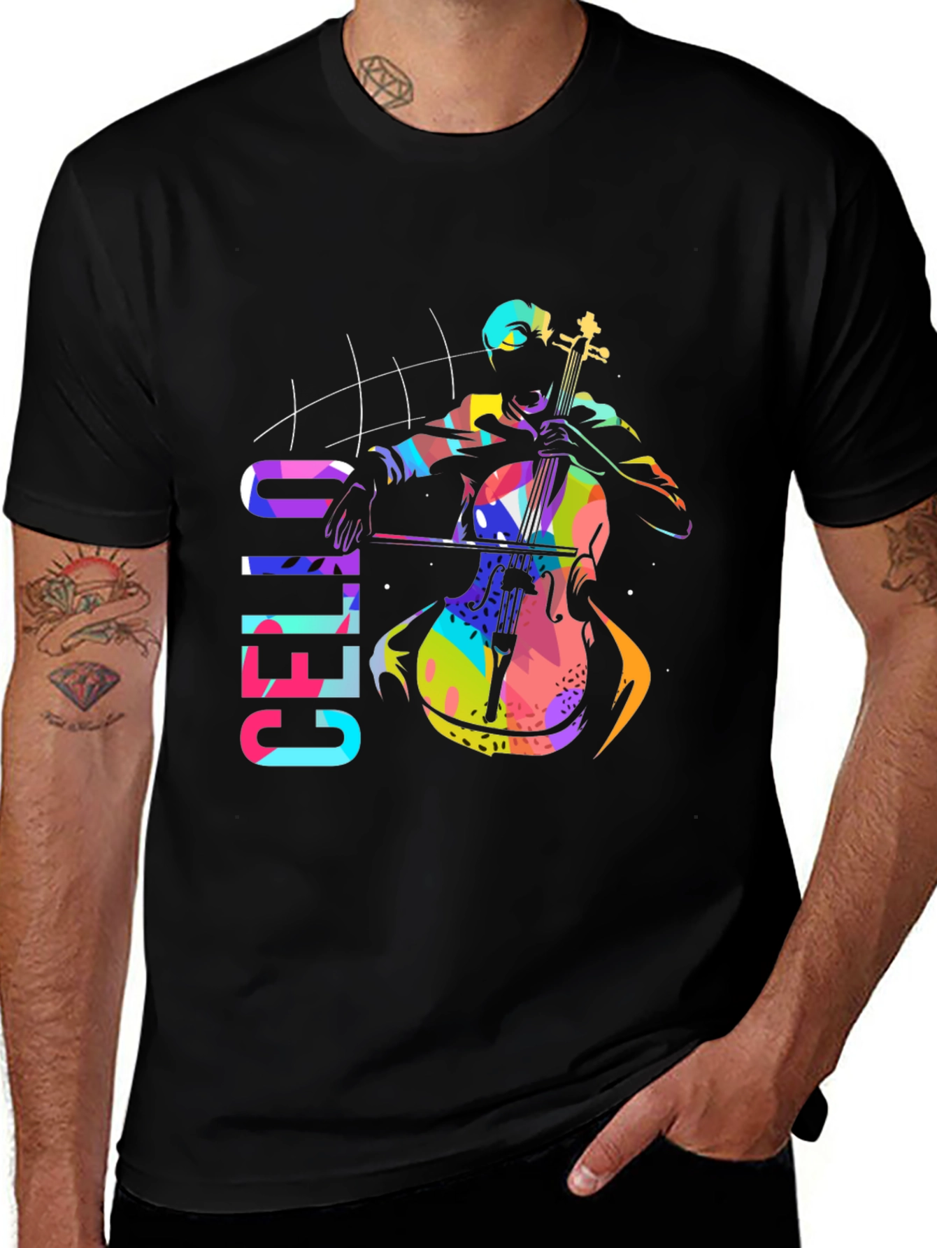 Variant 30 of Cello Player Graphic Tee - Artistic Music Lover T-Shirt