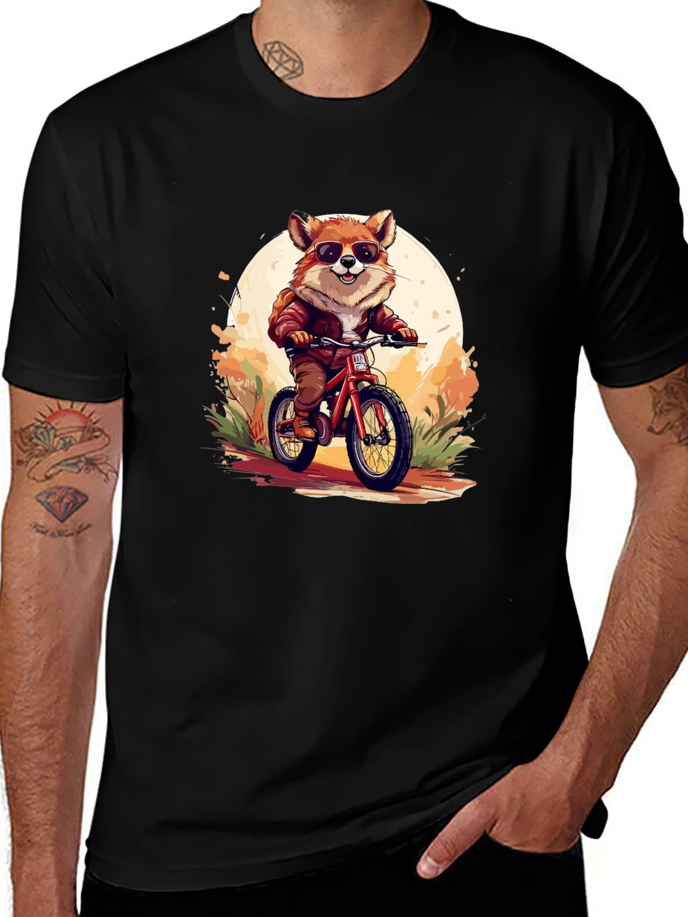 Variant 29 of Cool Fox Riding Bicycle Graphic Tee