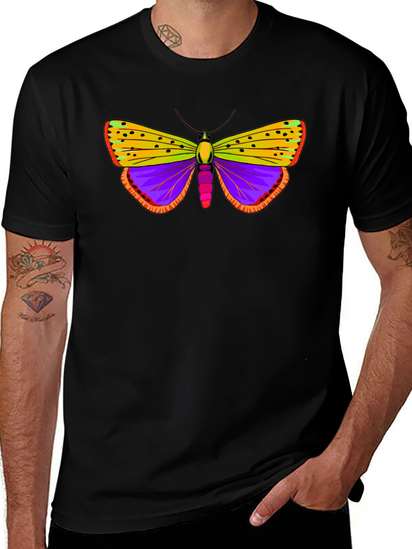 Variant 15 of Butterfly Graphic Tee - Black Cotton T-Shirt