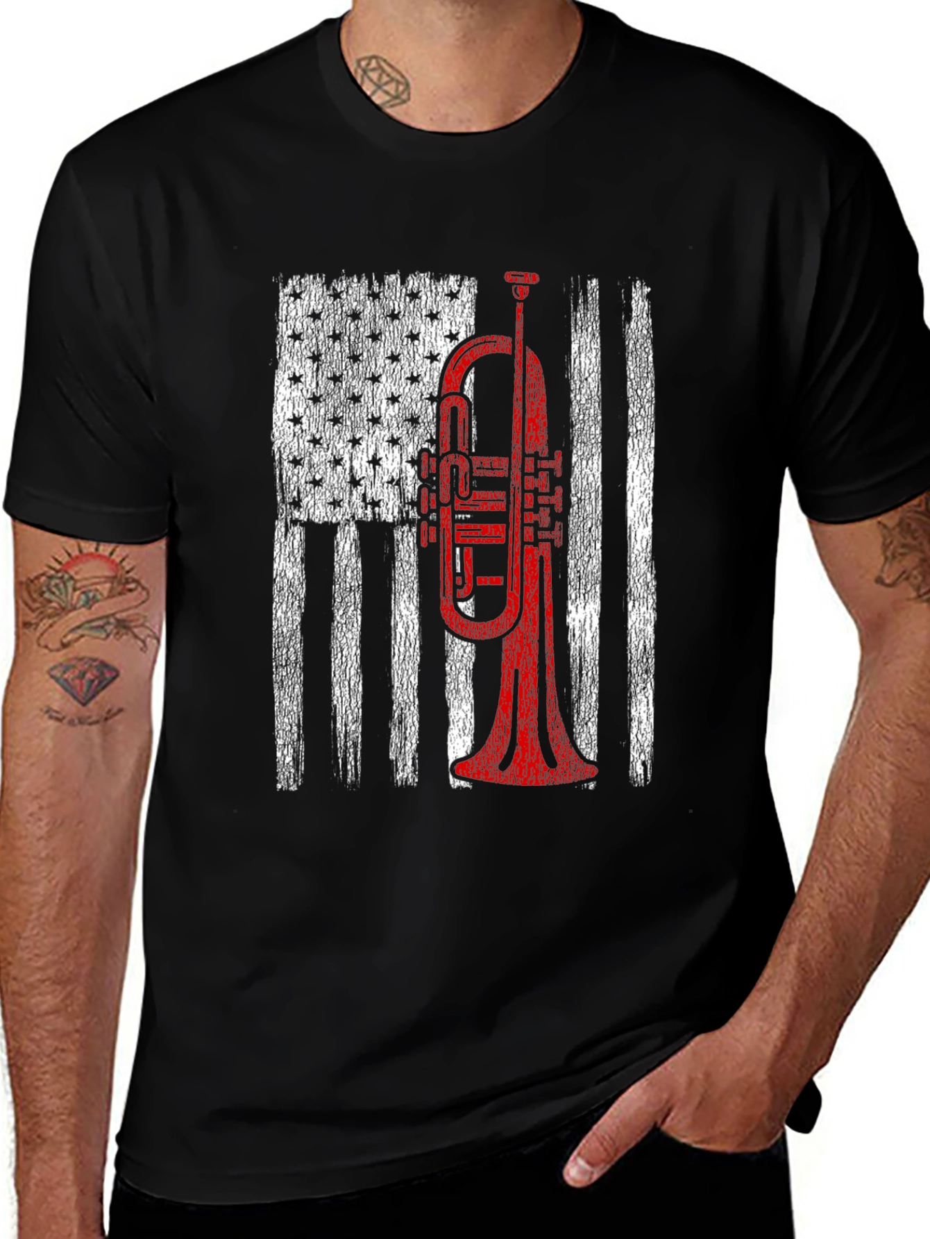 Variant 6 of Trumpet American Flag Graphic T-Shirt