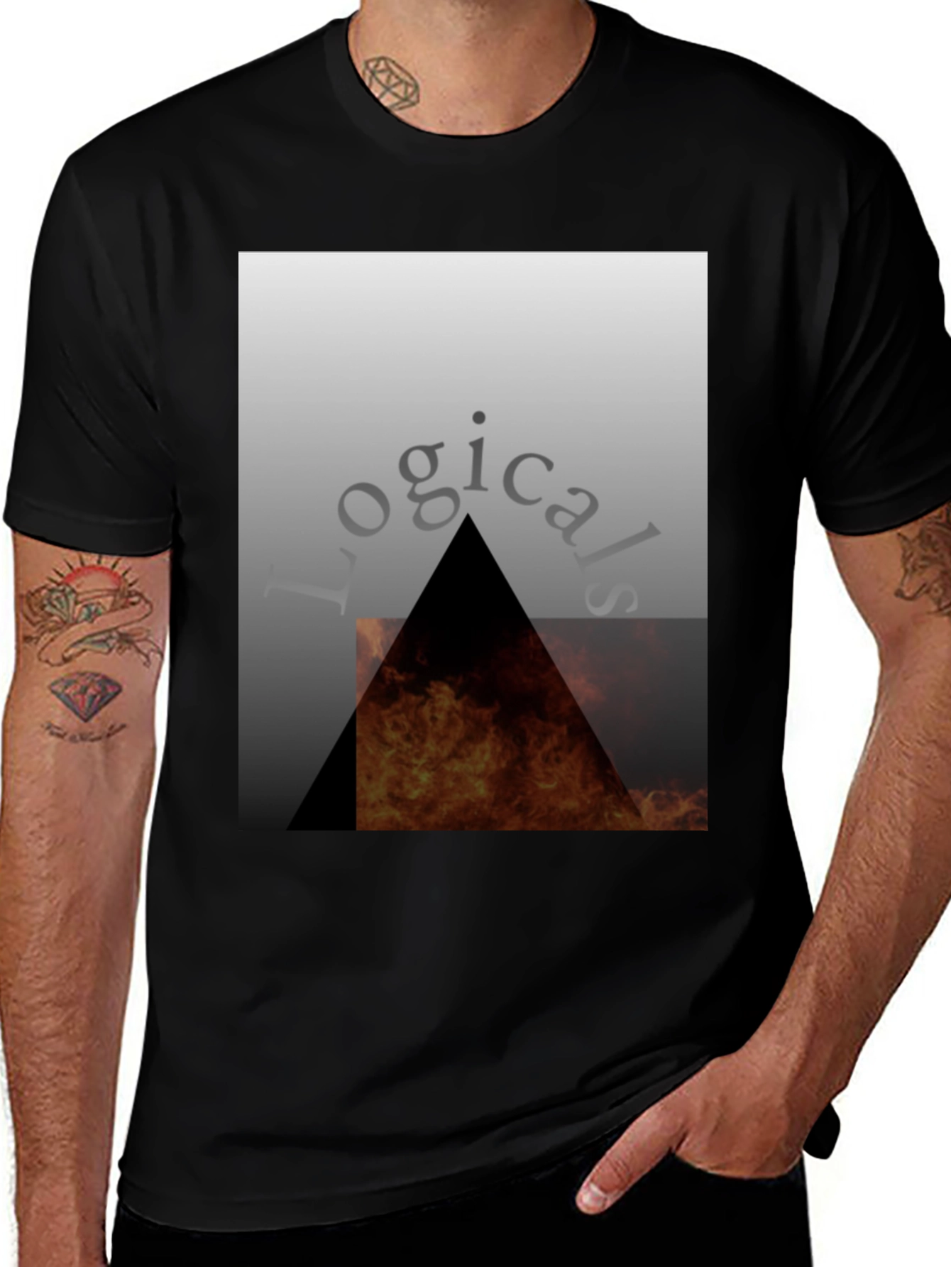 Variant 25 of Logical Flames Graphic Tee - Premium Black Cotton T-Shirt