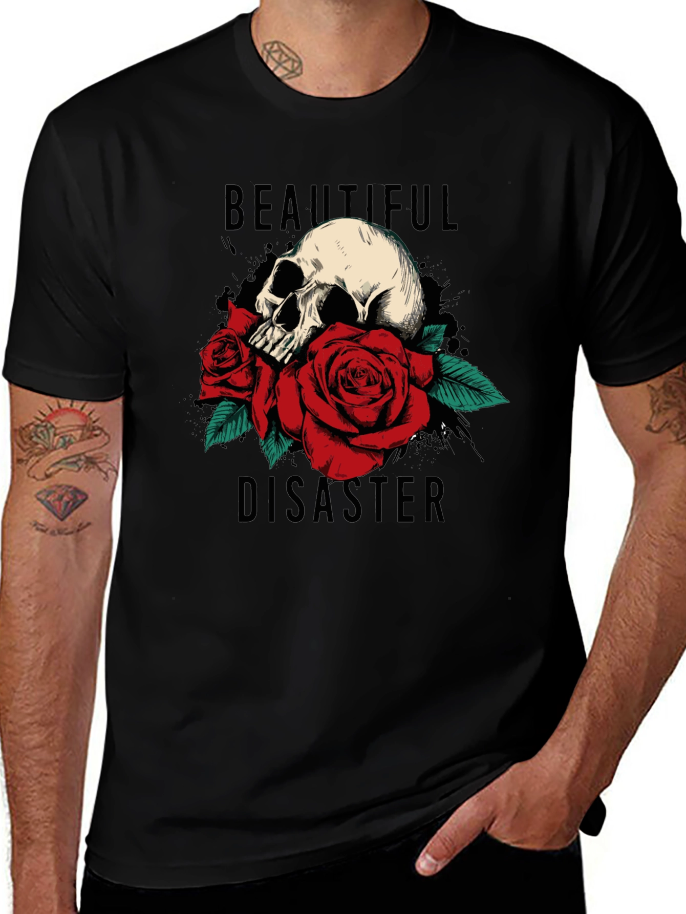 Variant 7 of Beautiful Disaster Skull & Roses Graphic Tee