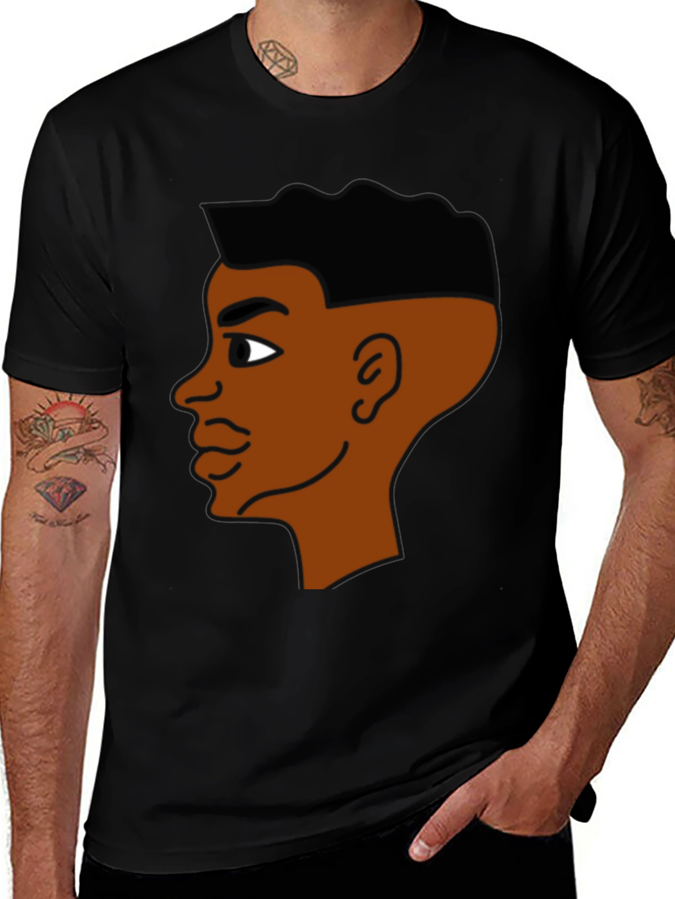 Variant 11 of Cartoon Portrait Black T-Shirt
