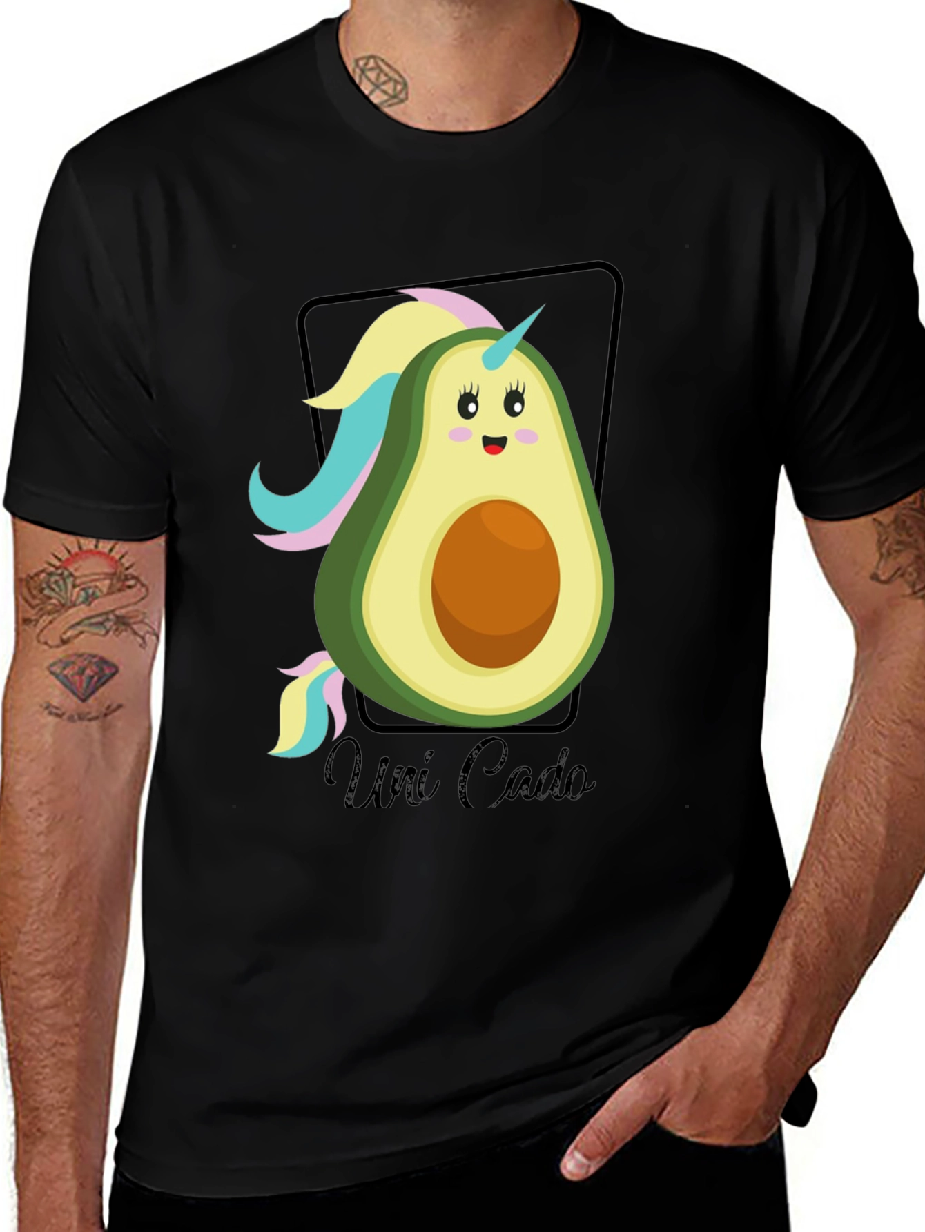 Variant 23 of Uni Cado Black Tee - Avocado Unicorn Shirt