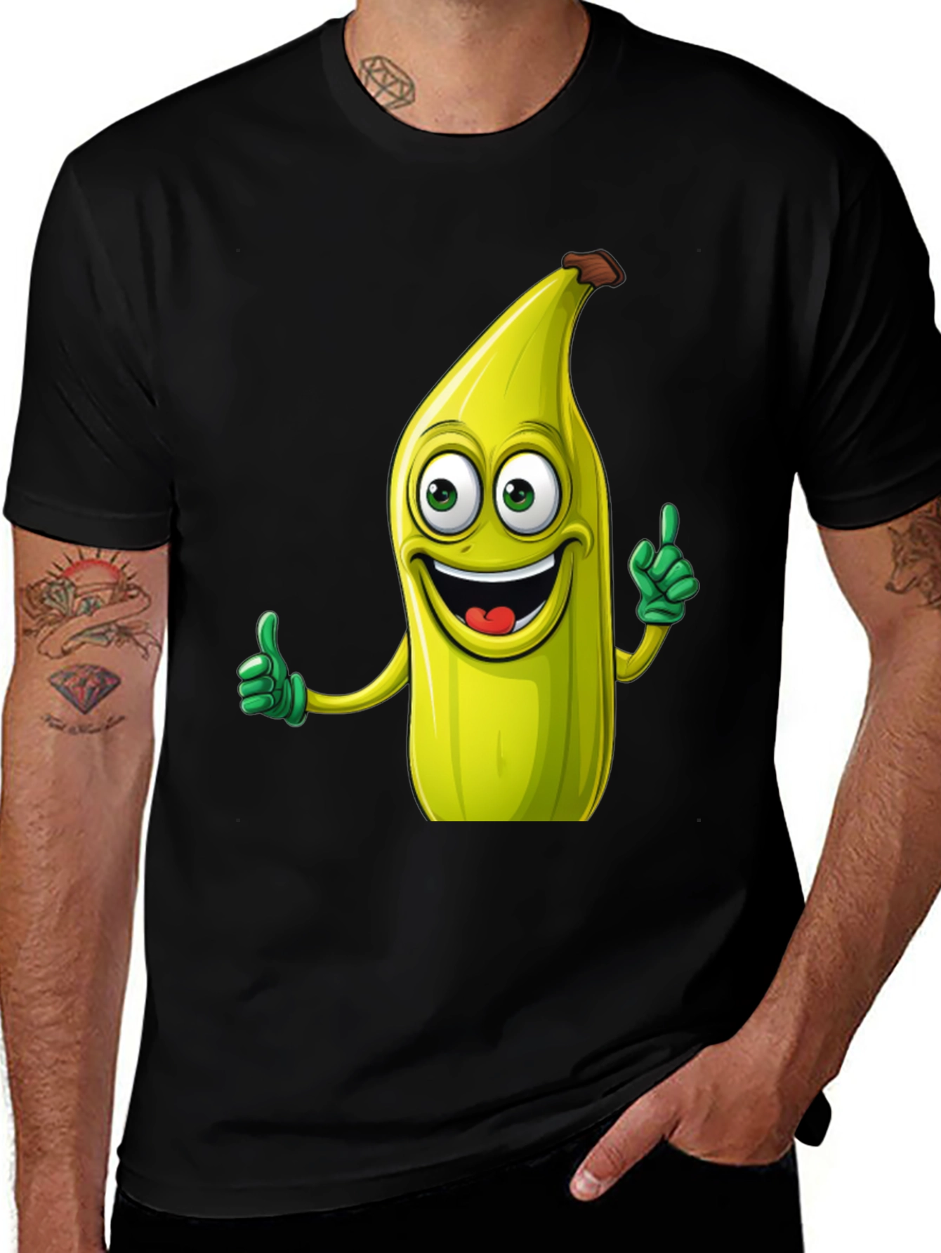 Variant 13 of Funny Banana Cartoon Black T-Shirt