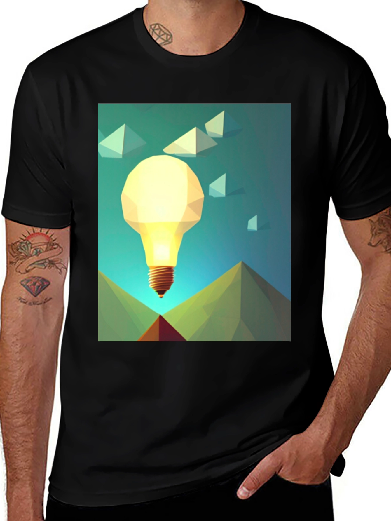 Variant 4 of Geometric Lightbulb Graphic Tee - Unique Design