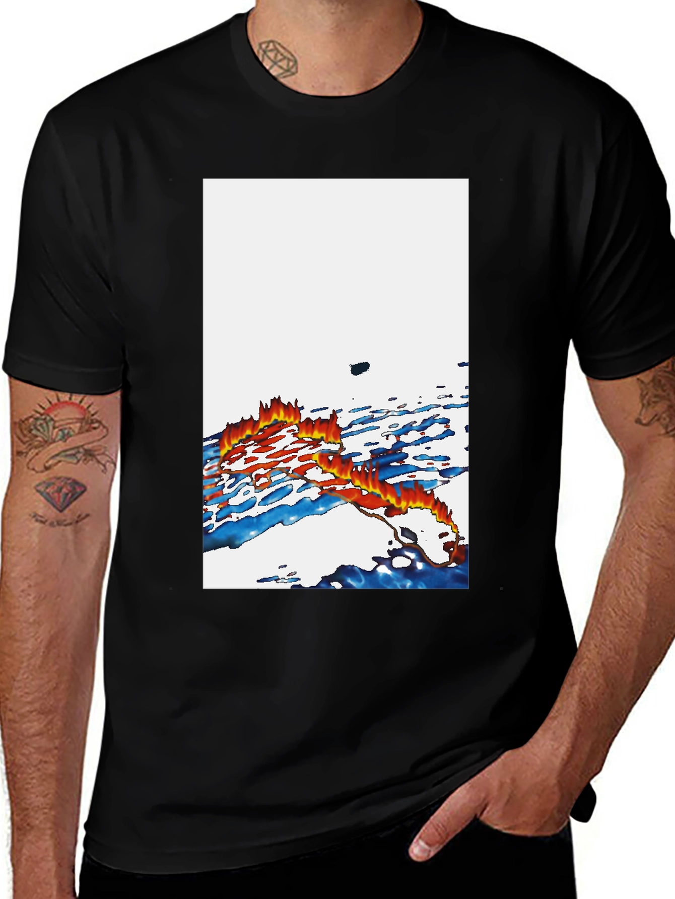 Variant 28 of Fiery Flow Graphic Tee - Soft Cotton Comfort