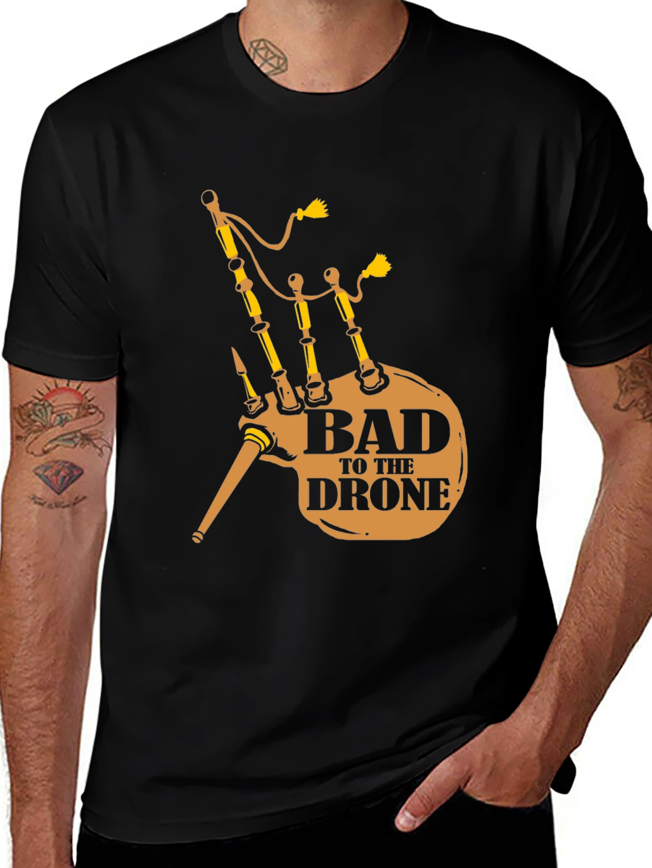 Variant 4 of Bad to the Drone Bagpipe Graphic Tee