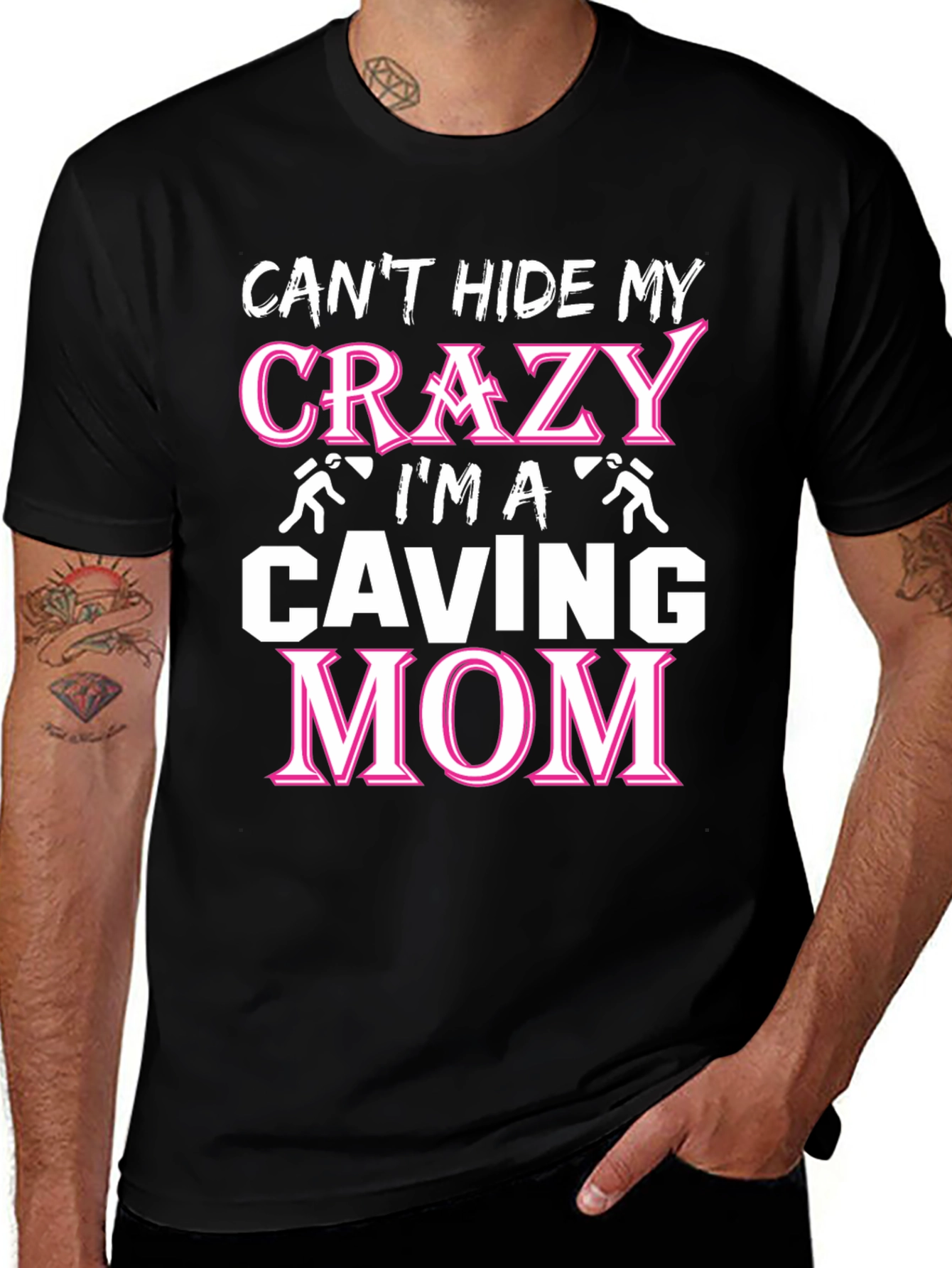 Variant 20 of Crazy Caving Mom T-Shirt - Black