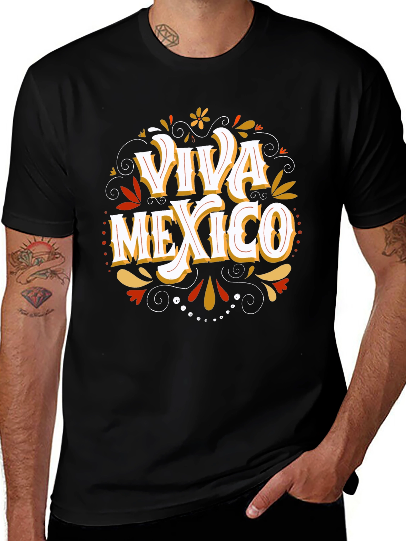 Viva Mexico Graphic Tee - Black Crew Neck