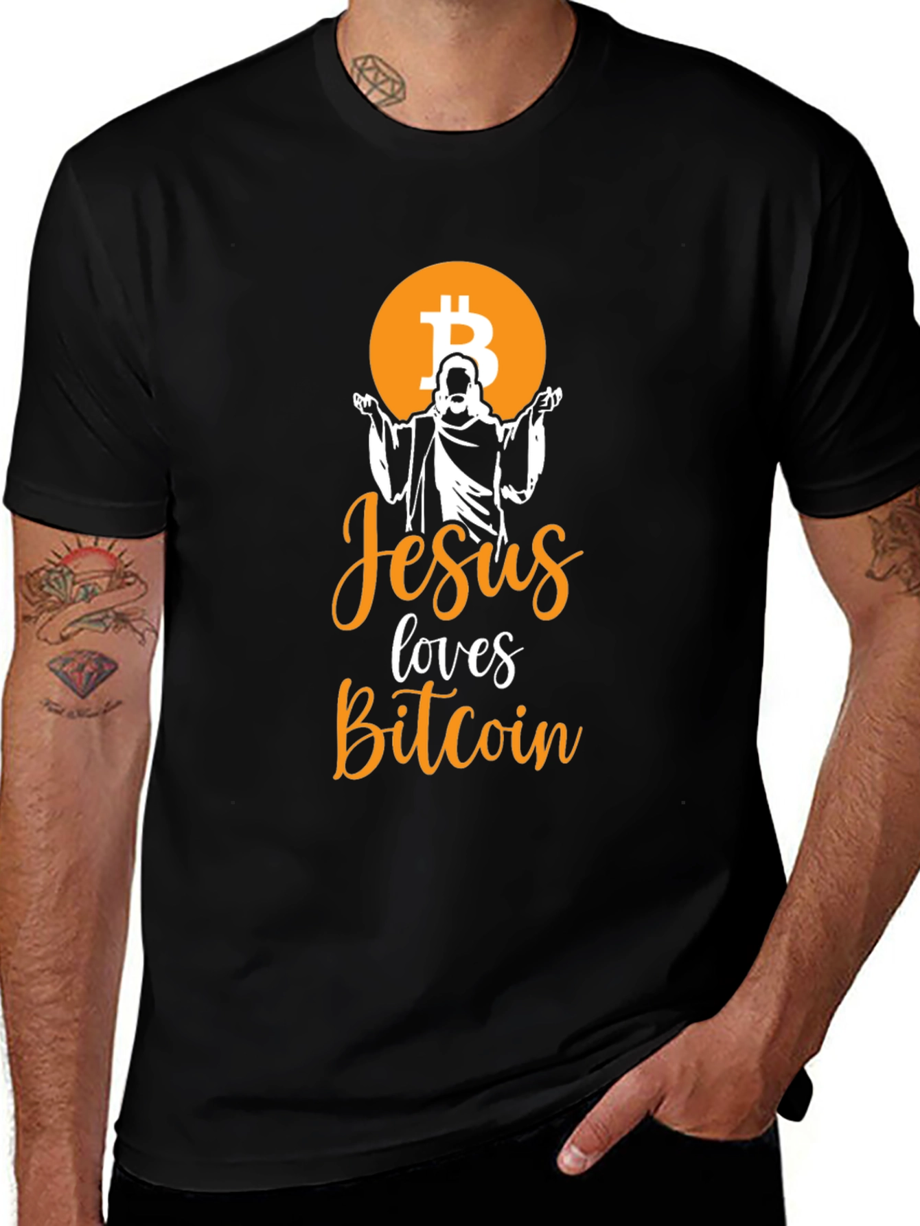 Jesus Loves Bitcoin T-Shirt - Crypto Fan Apparel