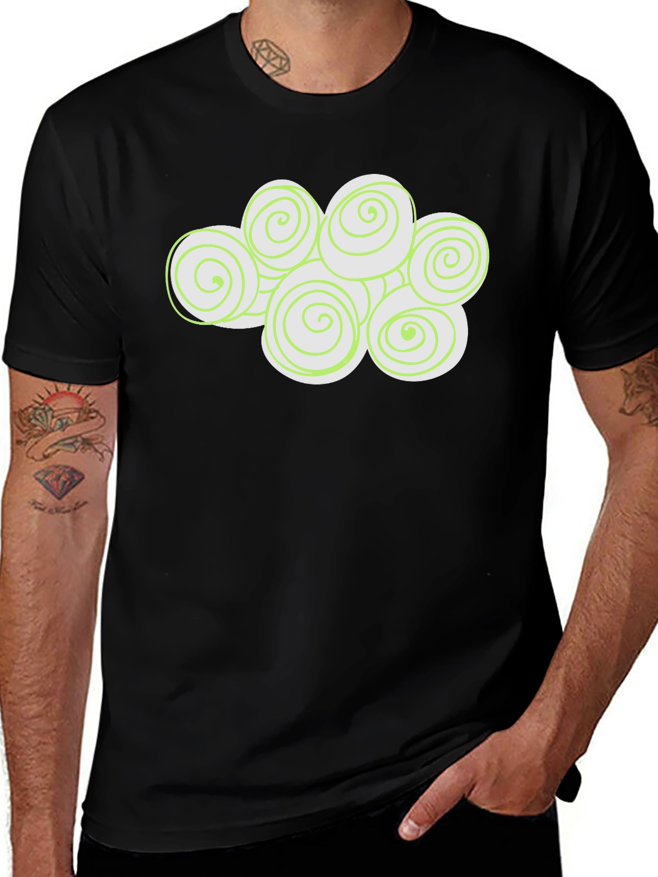 Variant 4 of Spiral Cloud Graphic Tee - Black Cotton Comfort