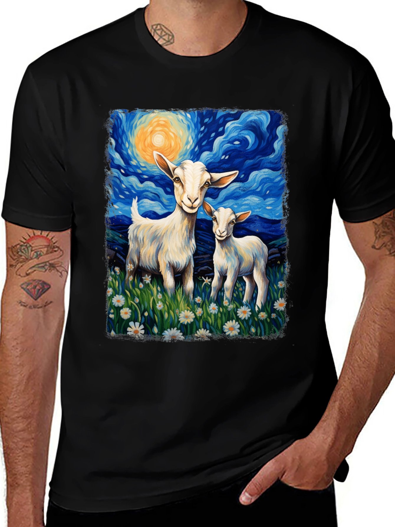 Variant 21 of Goat Starry Night T-Shirt | Whimsical Art Tee