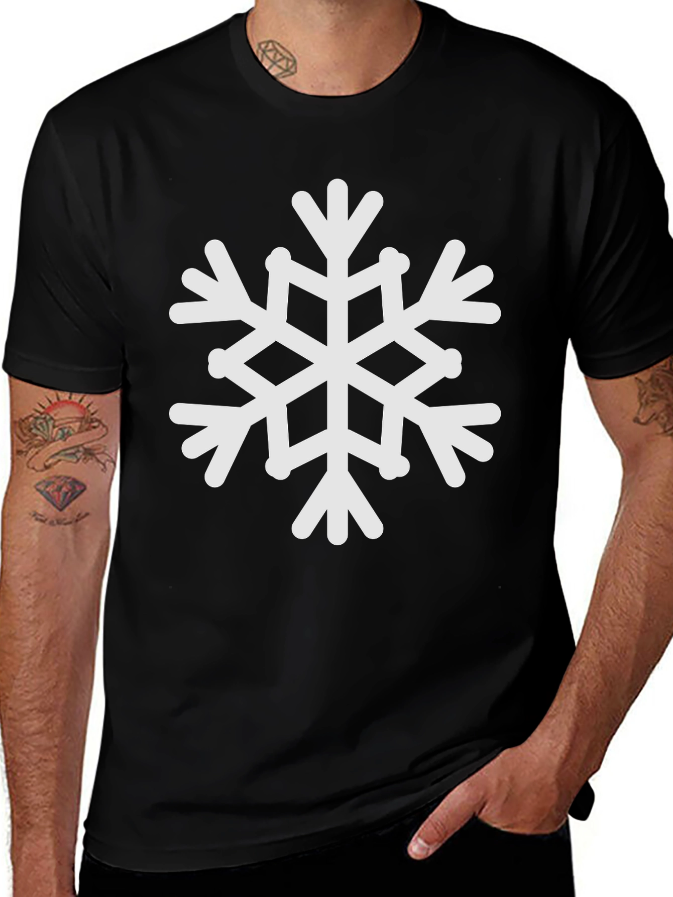 Variant 2 of Snowflake Graphic Tee - Classic Black Cotton