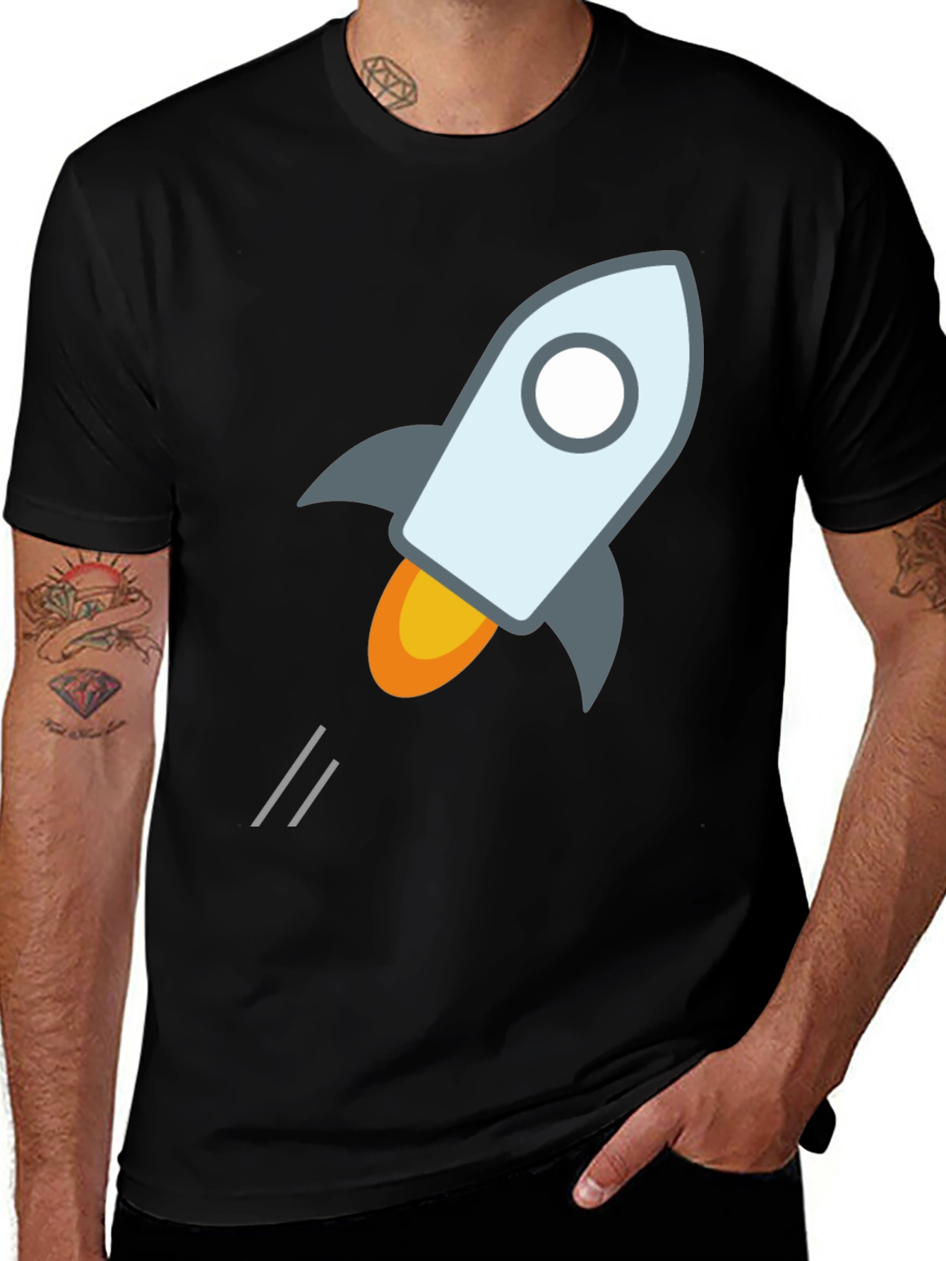 Rocket Launch Graphic Tee - Black Cotton T-Shirt