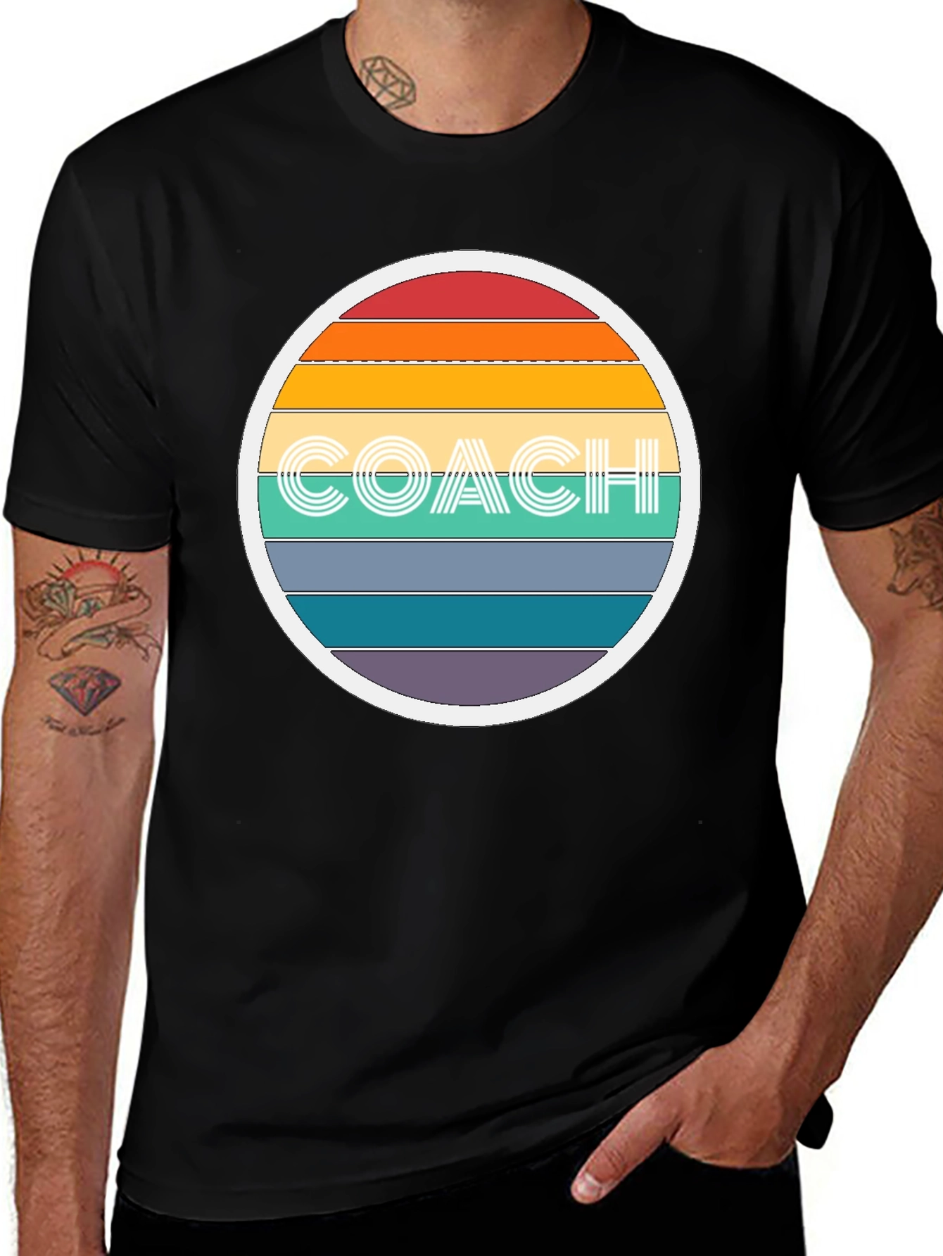 Variant 7 of Retro Coach T-Shirt - Rainbow Design