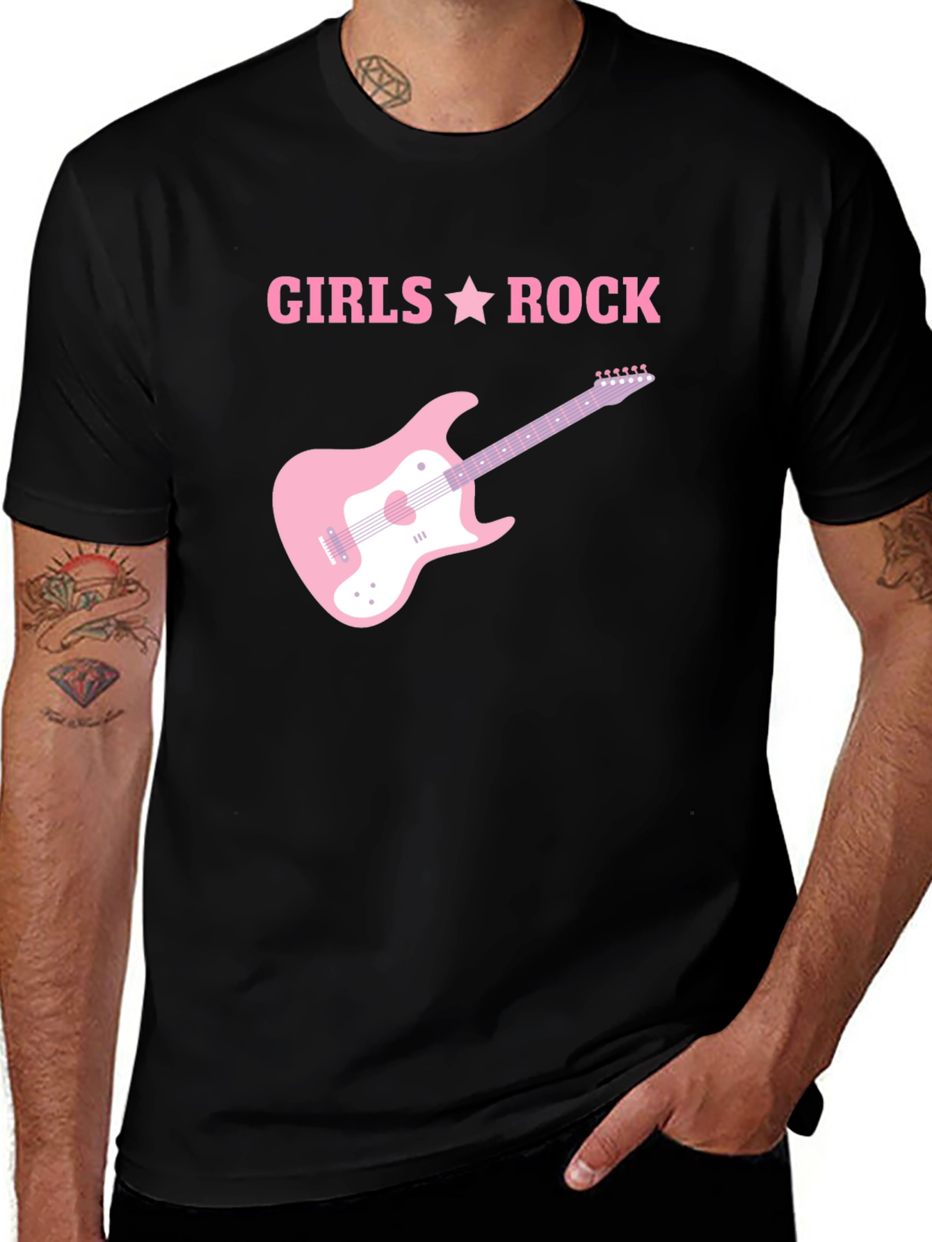 Girls Rock Pink Guitar T-Shirt