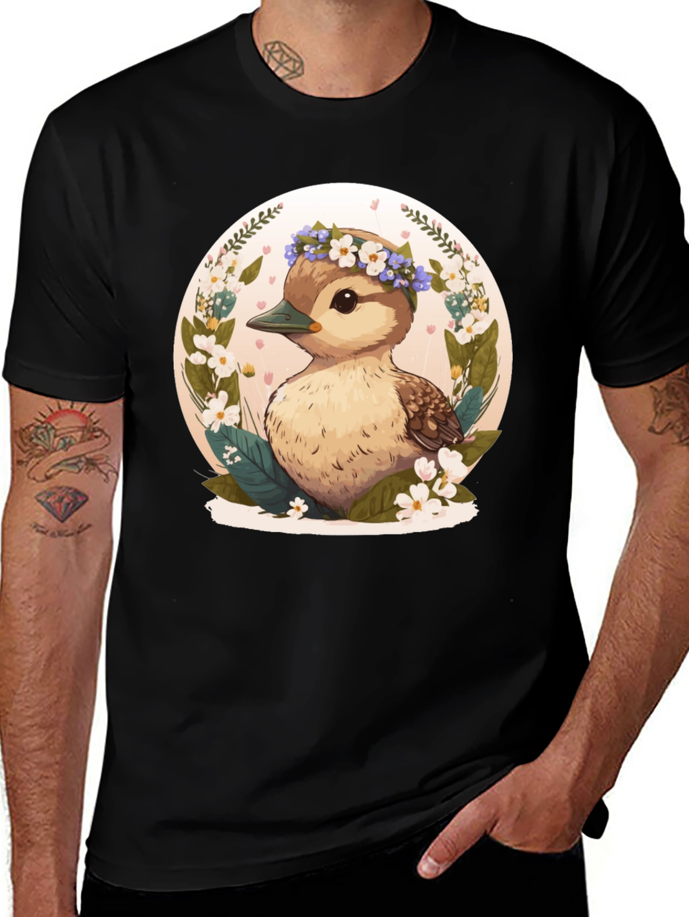 Variant 17 of Duckling Floral Wreath Graphic Tee