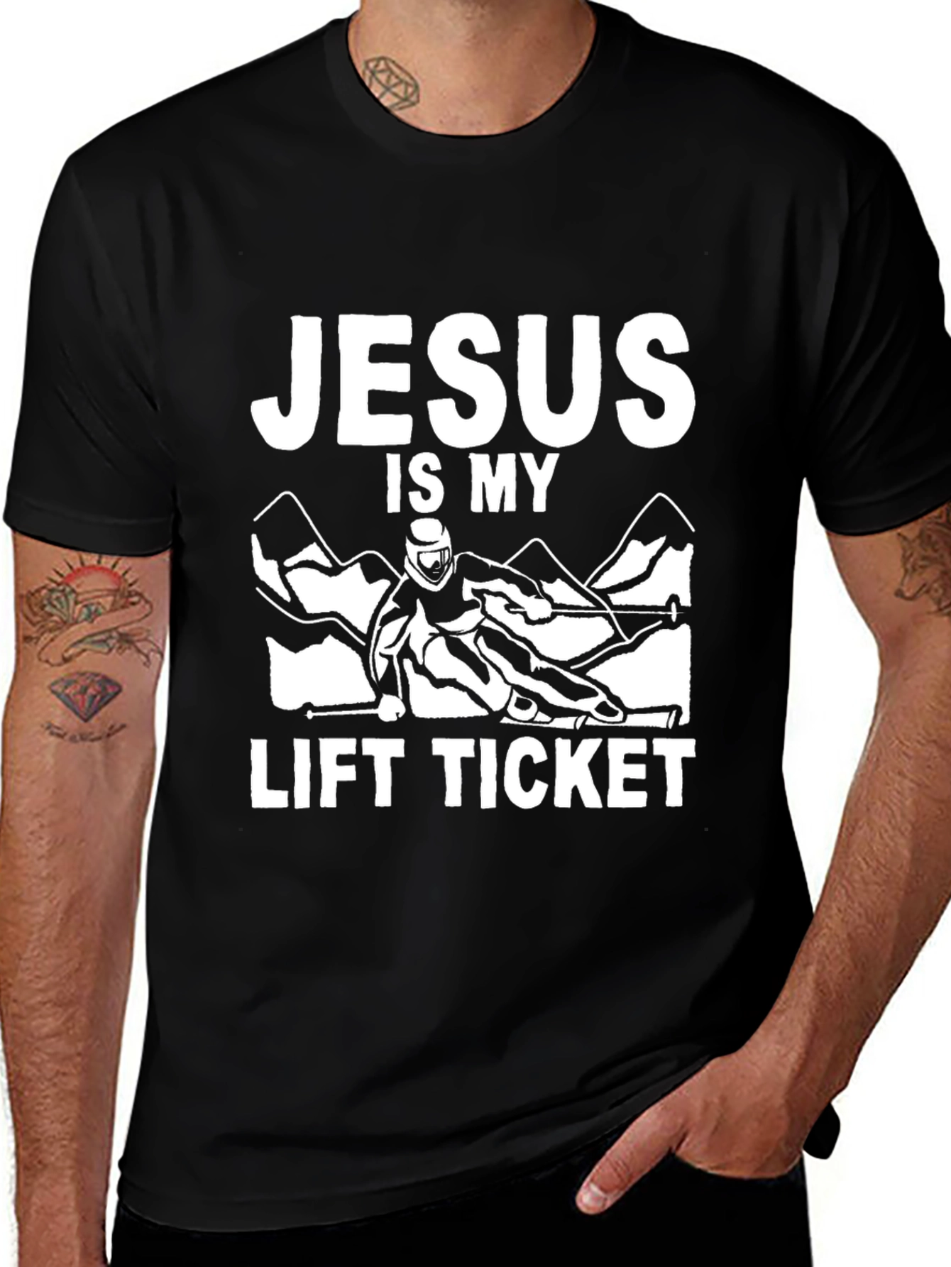 Black Jesus is My Lift Ticket Black T-Shirt main image
