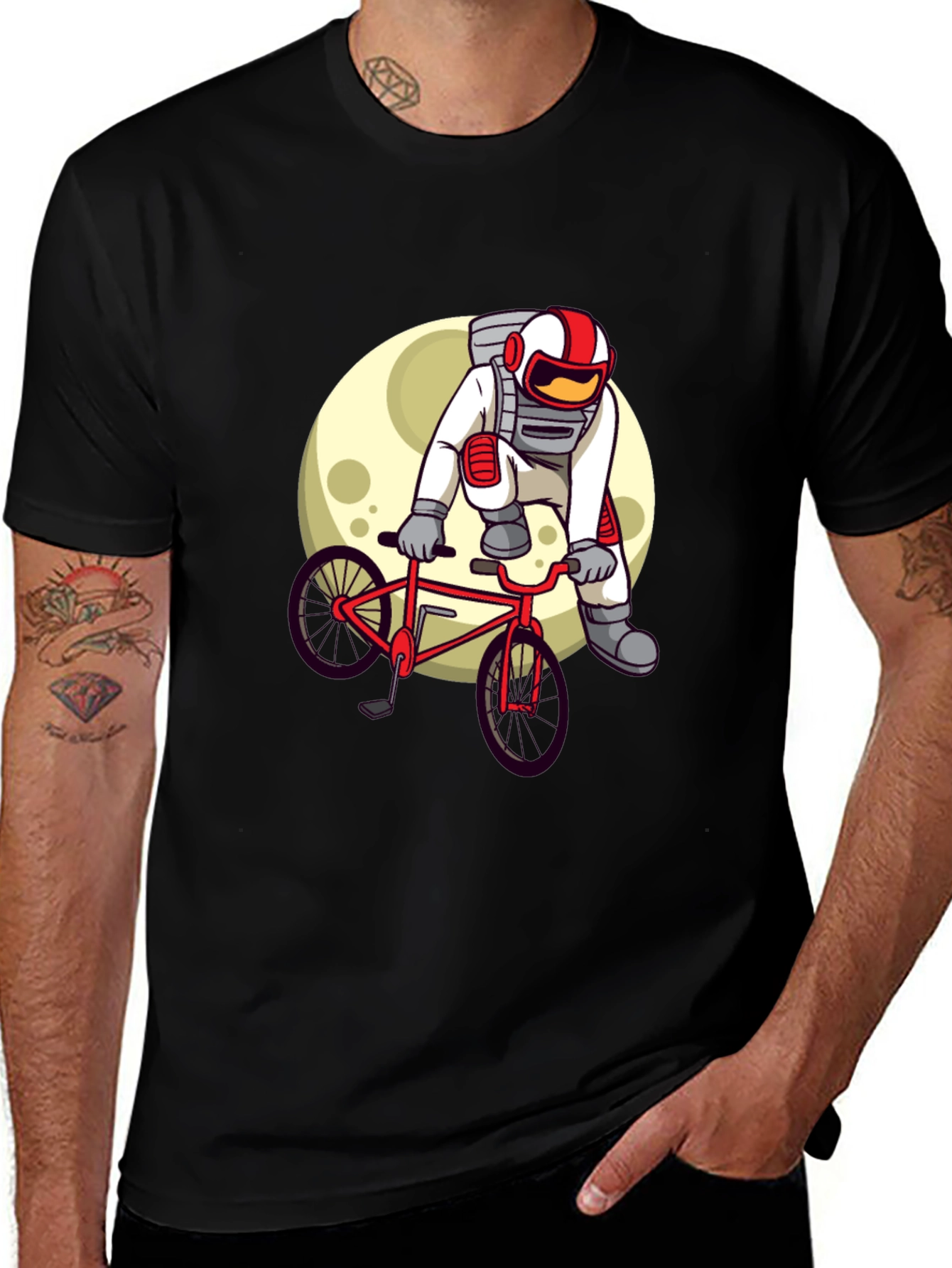 Variant 30 of Astronaut Biker Graphic Tee - Space Adventure Shirt