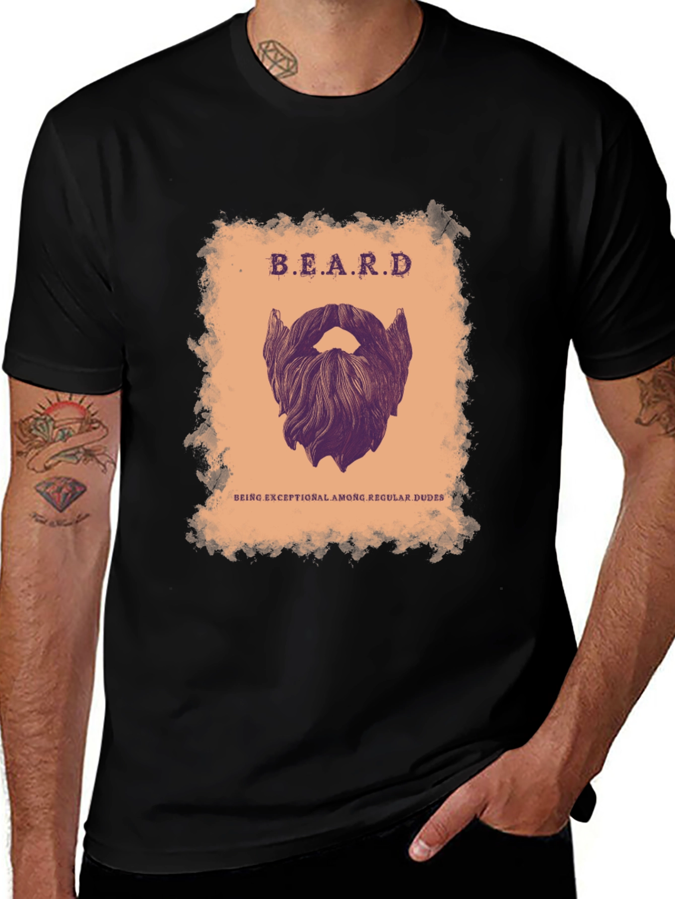 Variant 2 of Beard Exceptional Dude Graphic Tee - Black