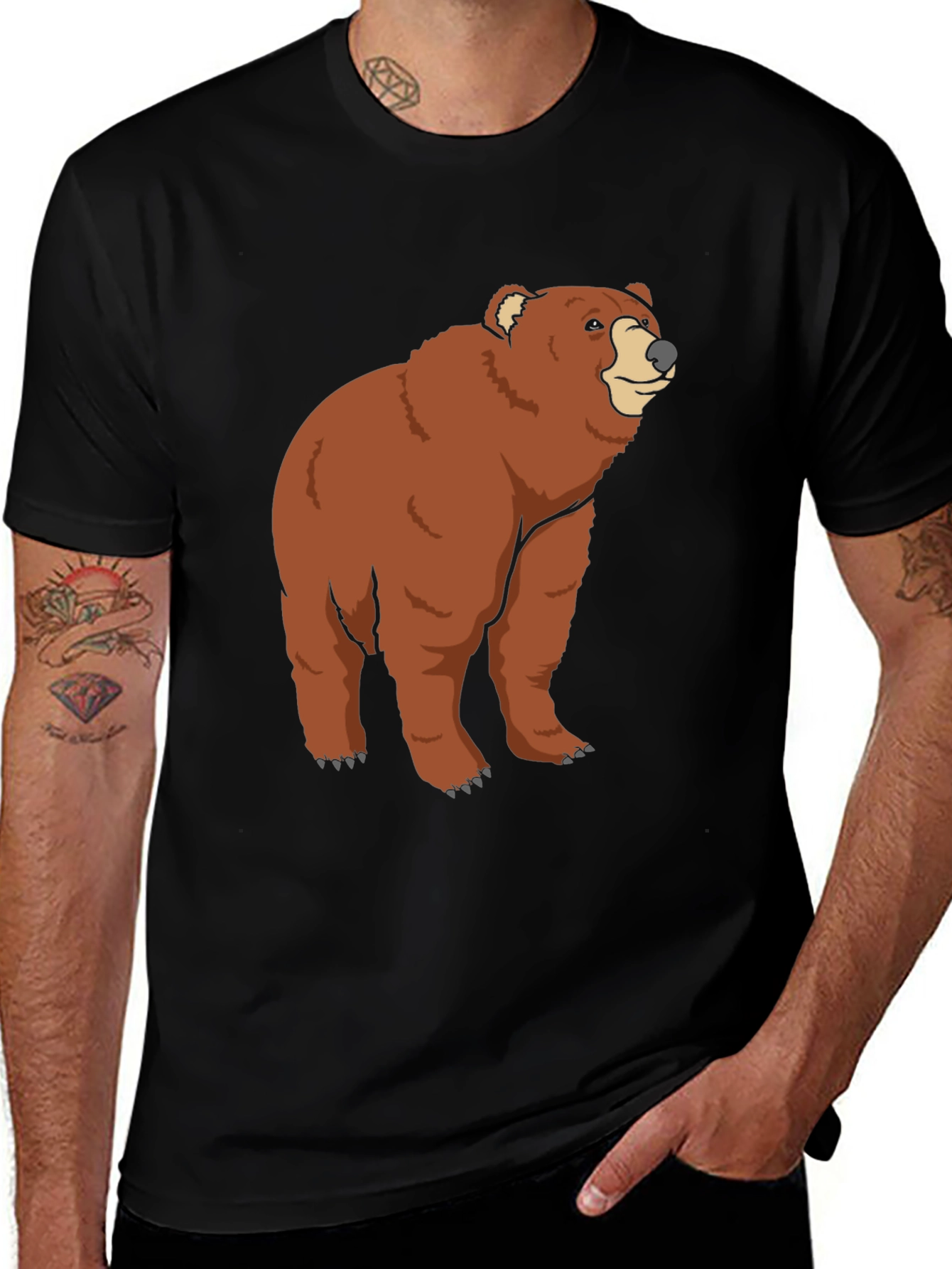 Variant 26 of Bear Graphic T-Shirt - Black Cotton Tee